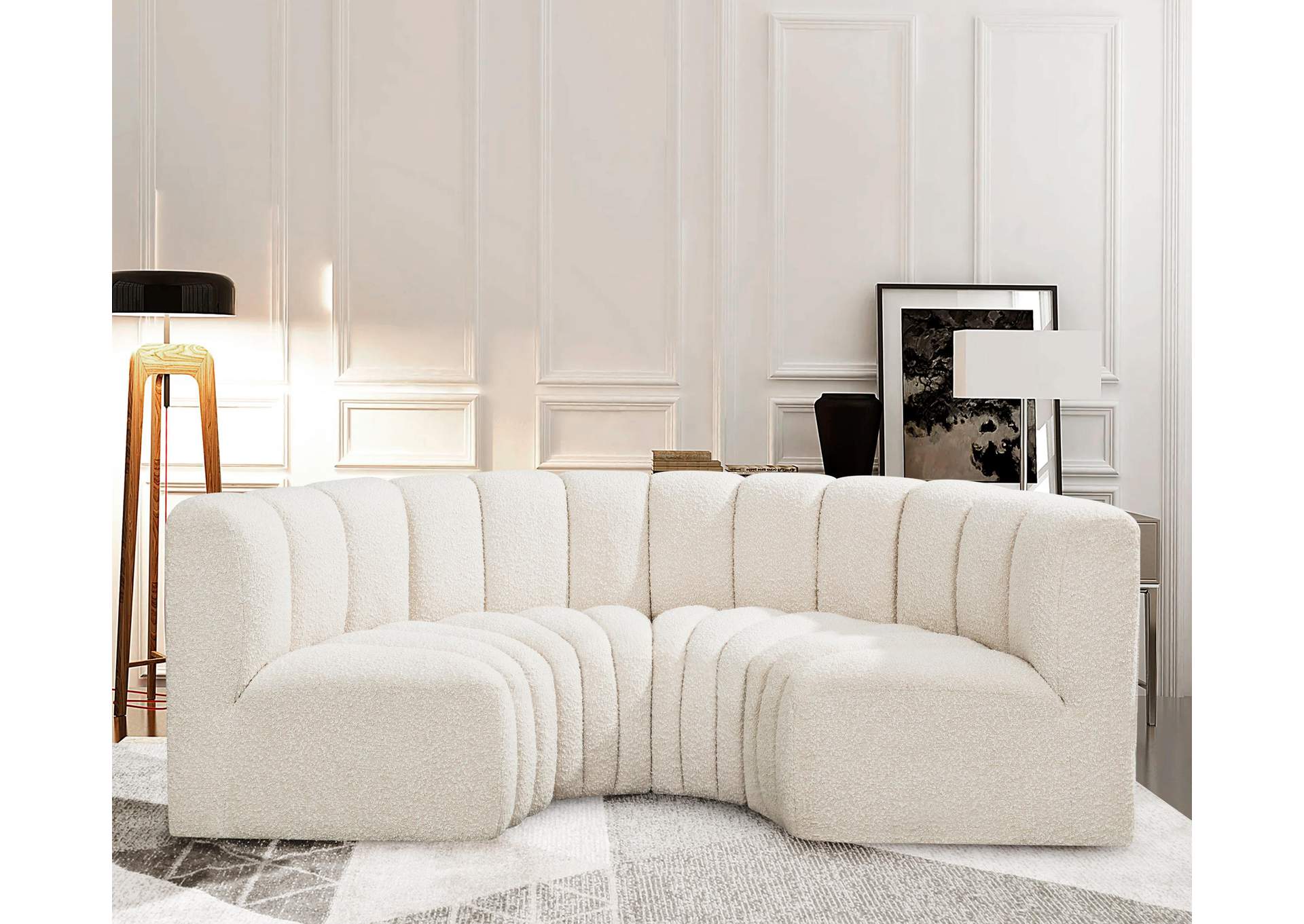 Arc Cream Boucle Fabric Modular Sofa,Meridian Furniture