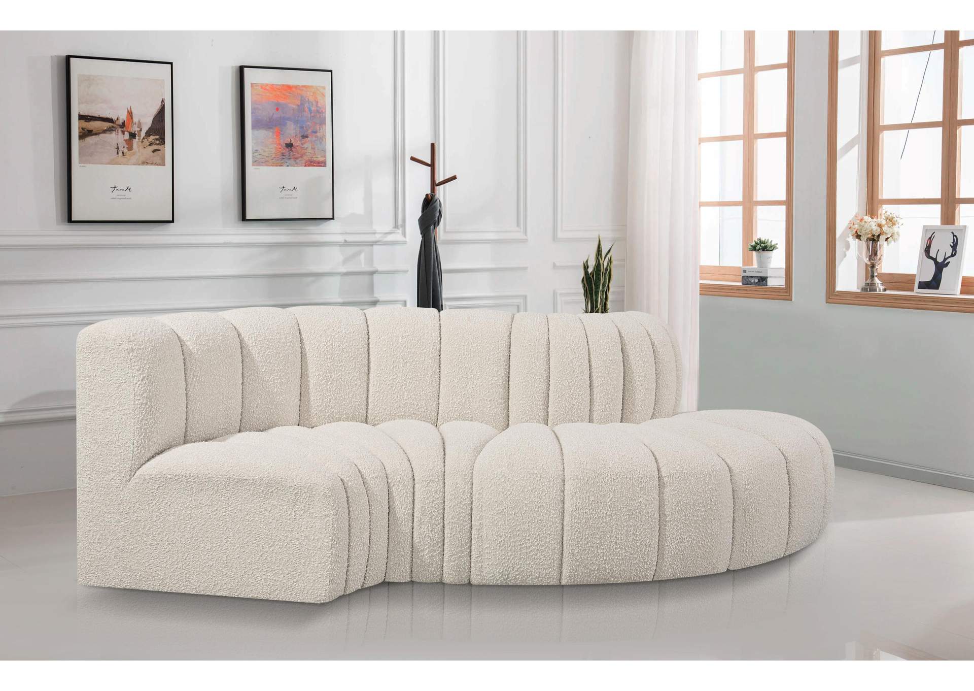 Arc Cream Boucle Fabric Modular Sofa,Meridian Furniture