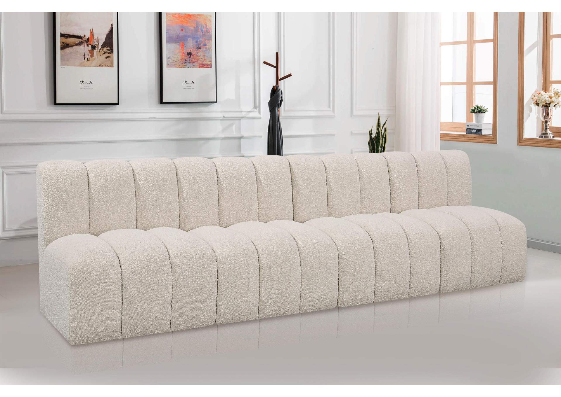 Arc Cream Boucle Fabric Modular Sofa,Meridian Furniture