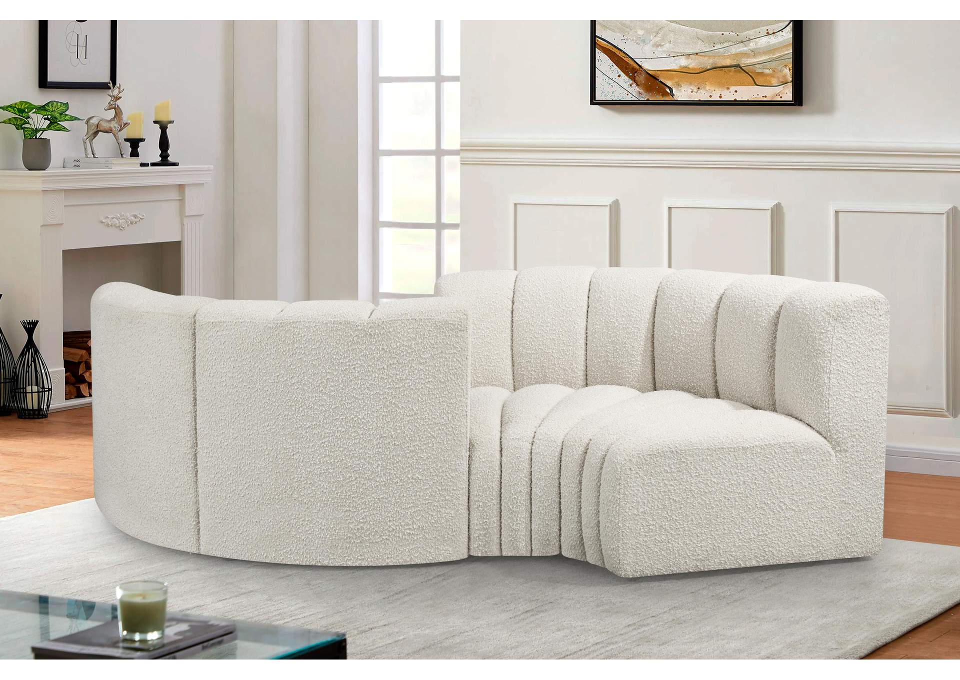 Arc Cream Boucle Fabric Modular Sofa,Meridian Furniture