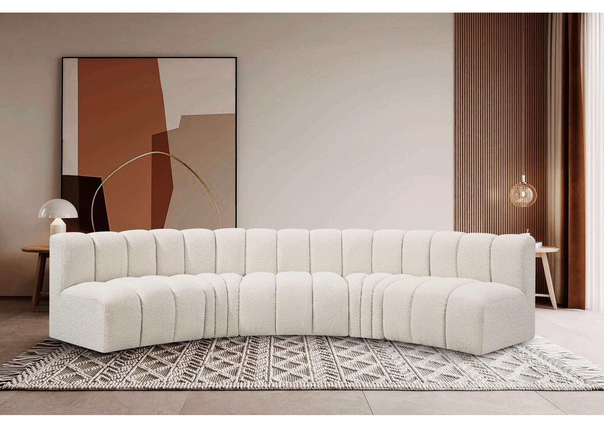 Arc Cream Boucle Fabric Modular Sofa,Meridian Furniture