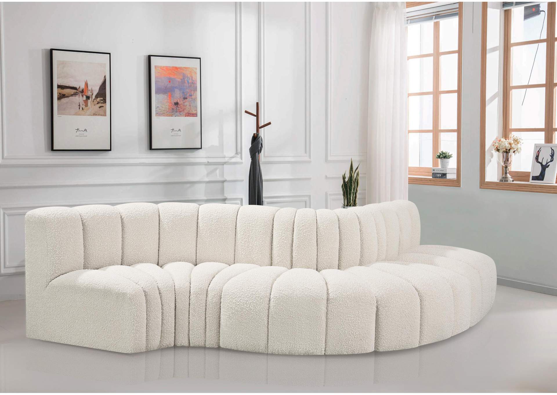 Arc Cream Boucle Fabric Modular Sofa,Meridian Furniture