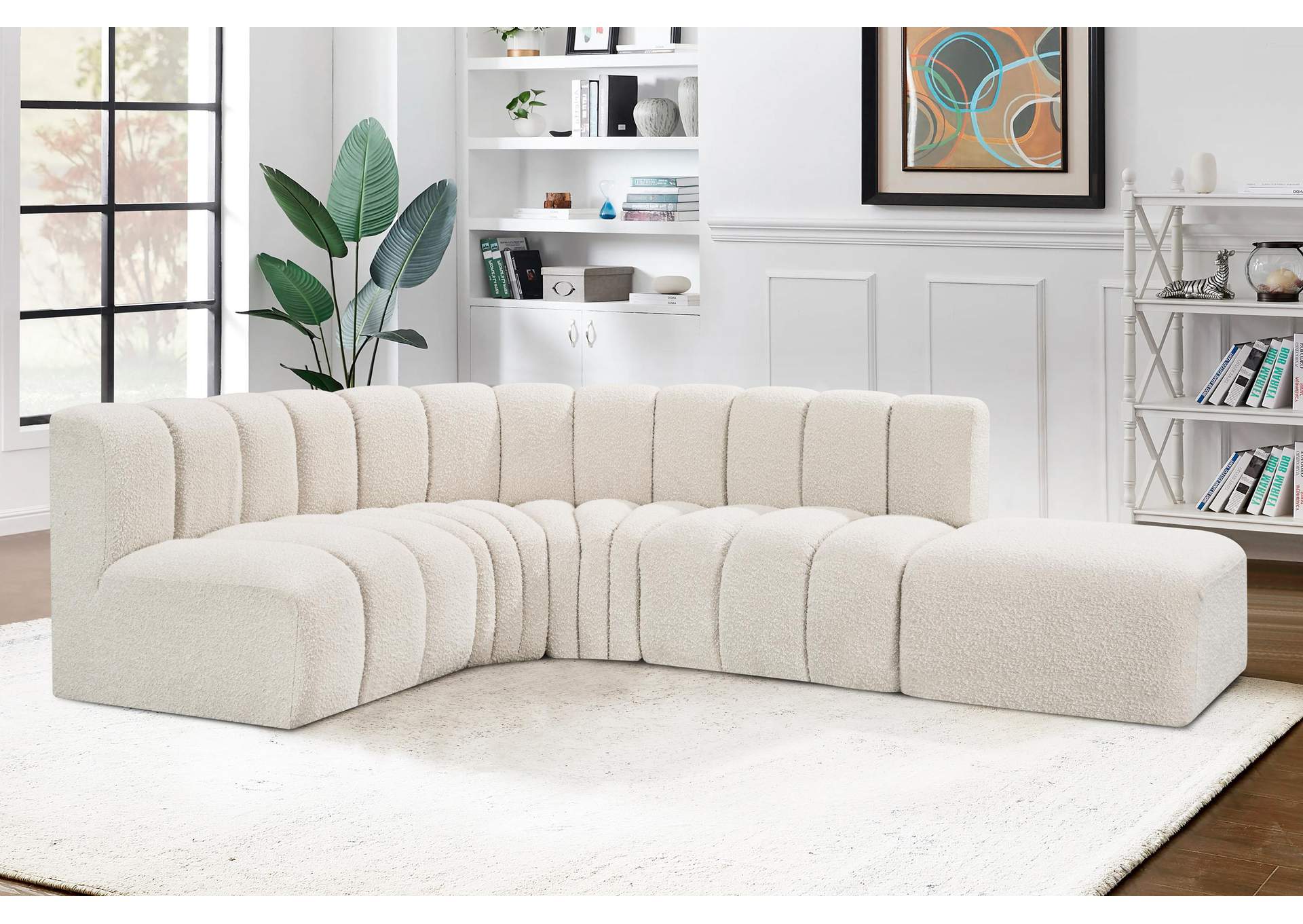 Arc Cream Boucle Fabric Modular Sofa,Meridian Furniture