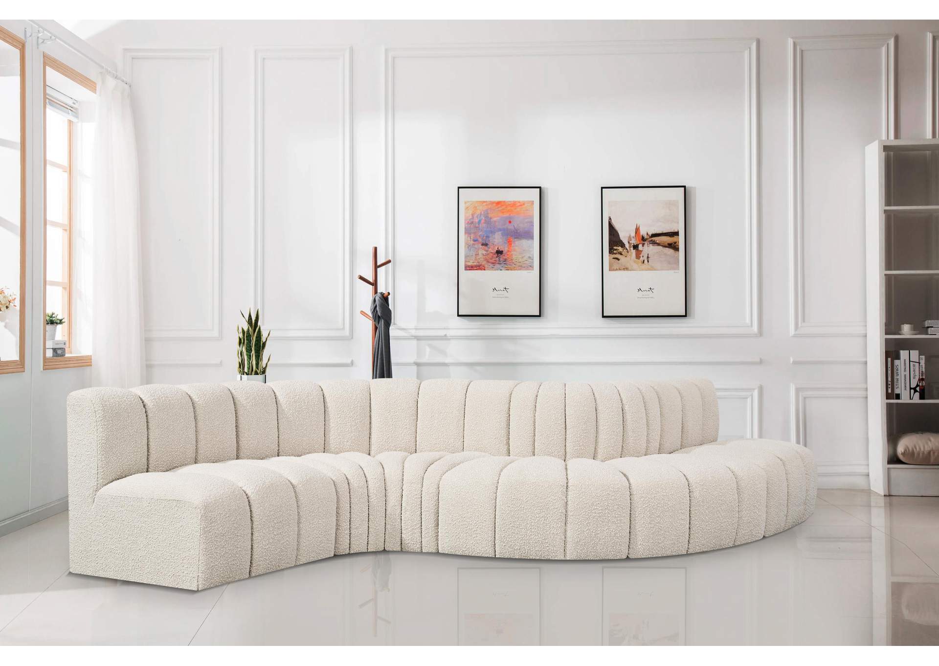 Arc Cream Boucle Fabric Modular Sofa,Meridian Furniture