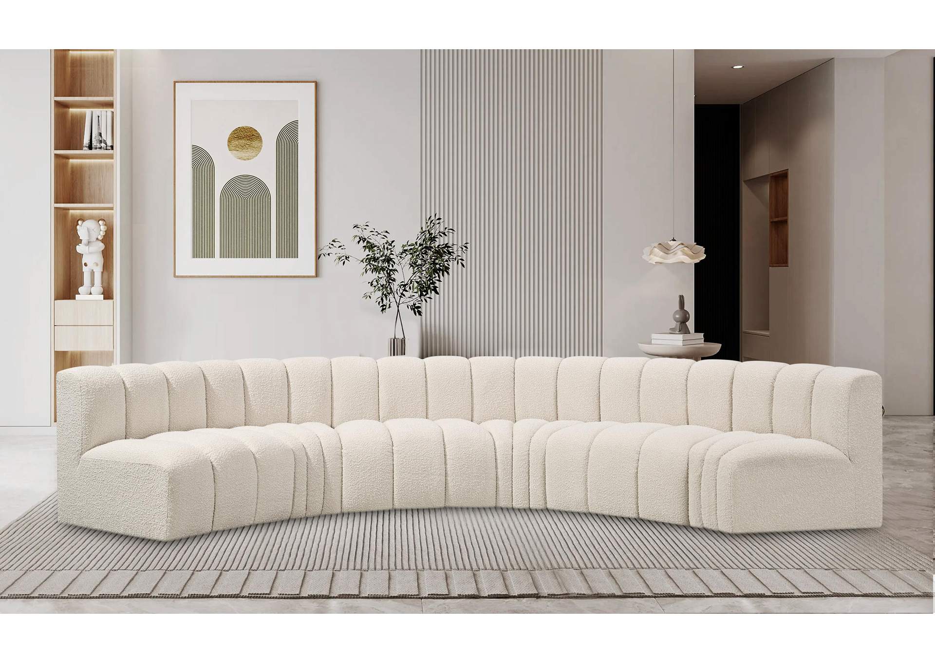 Arc Cream Boucle Fabric Modular Sofa,Meridian Furniture