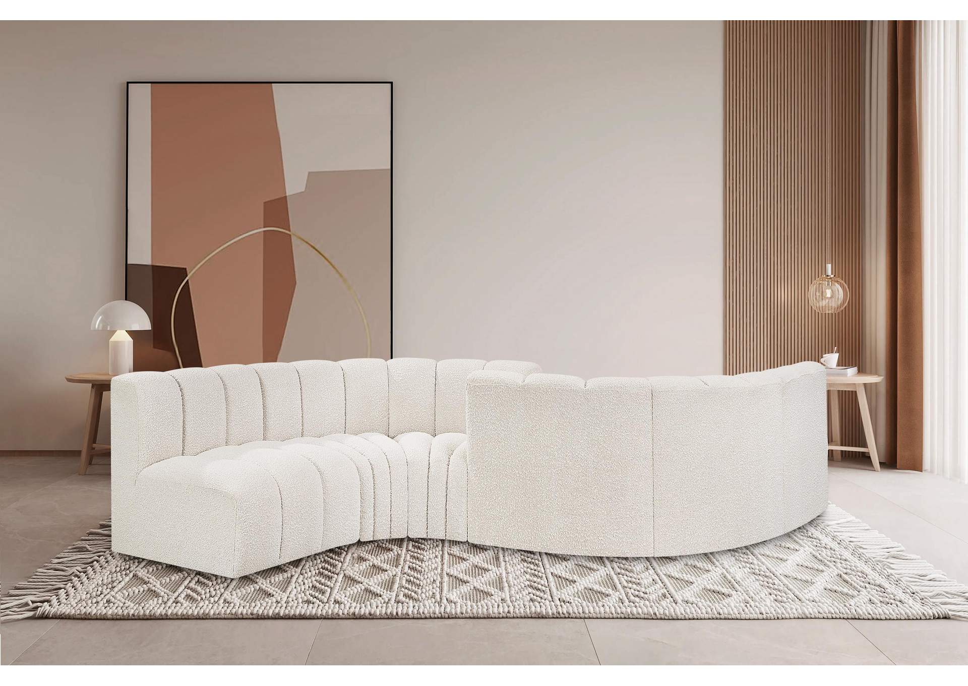 Arc Cream Boucle Fabric Modular Sofa,Meridian Furniture