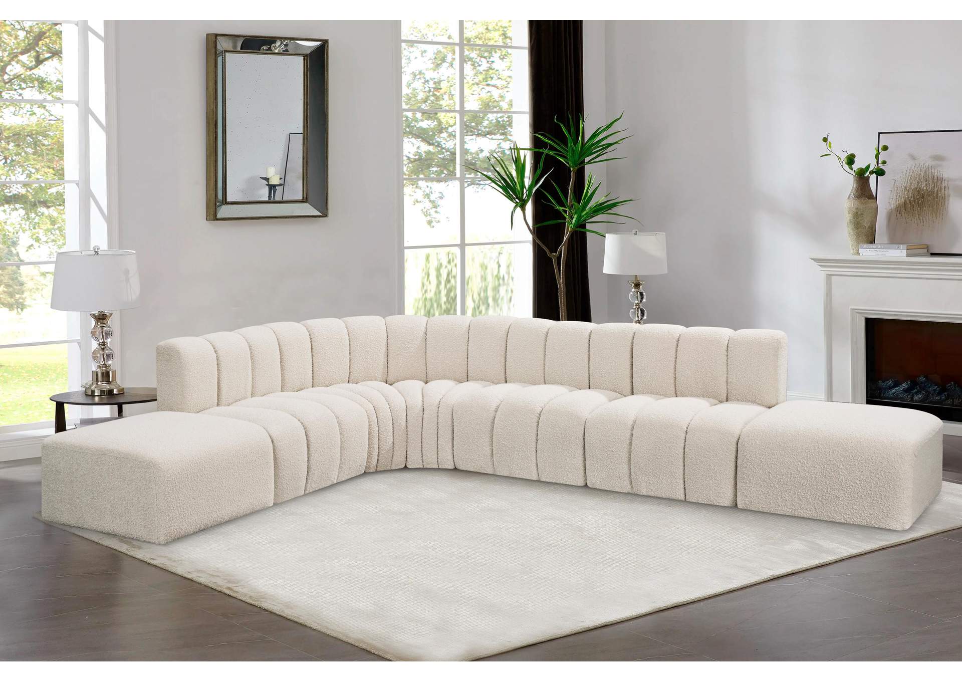 Arc Cream Boucle Fabric Modular Sofa,Meridian Furniture