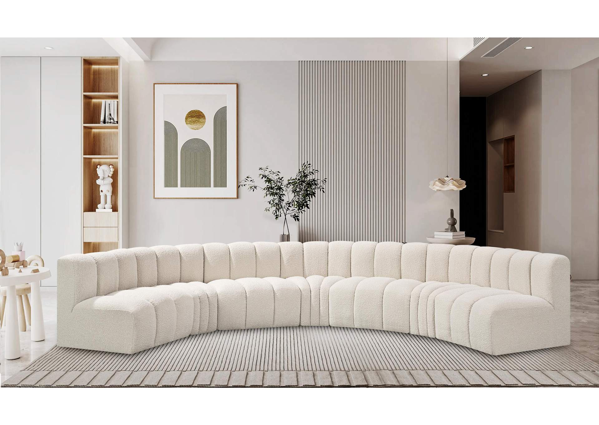 Arc Cream Boucle Fabric Modular Sofa,Meridian Furniture