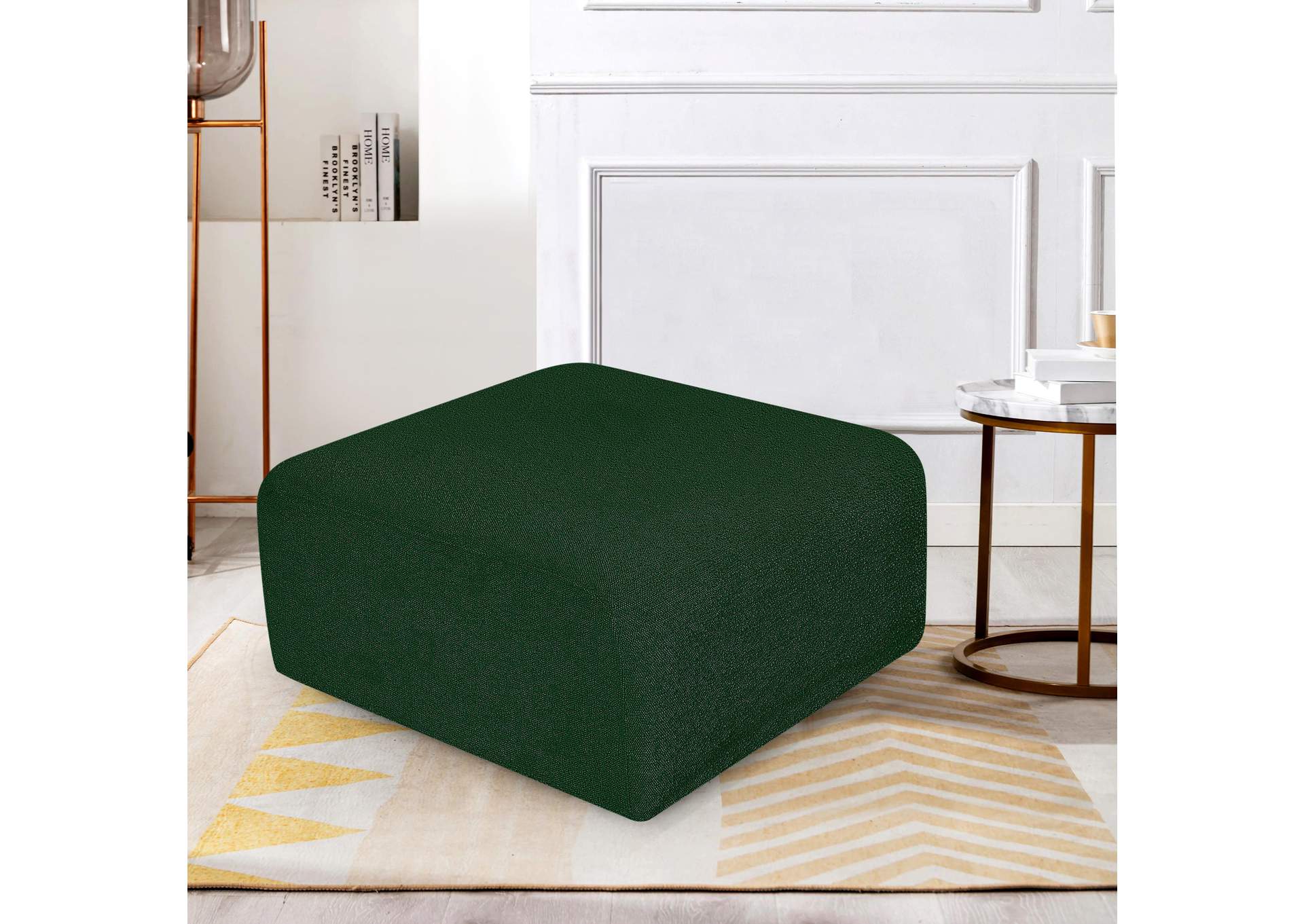 Arc Green Boucle Fabric Ottoman,Meridian Furniture