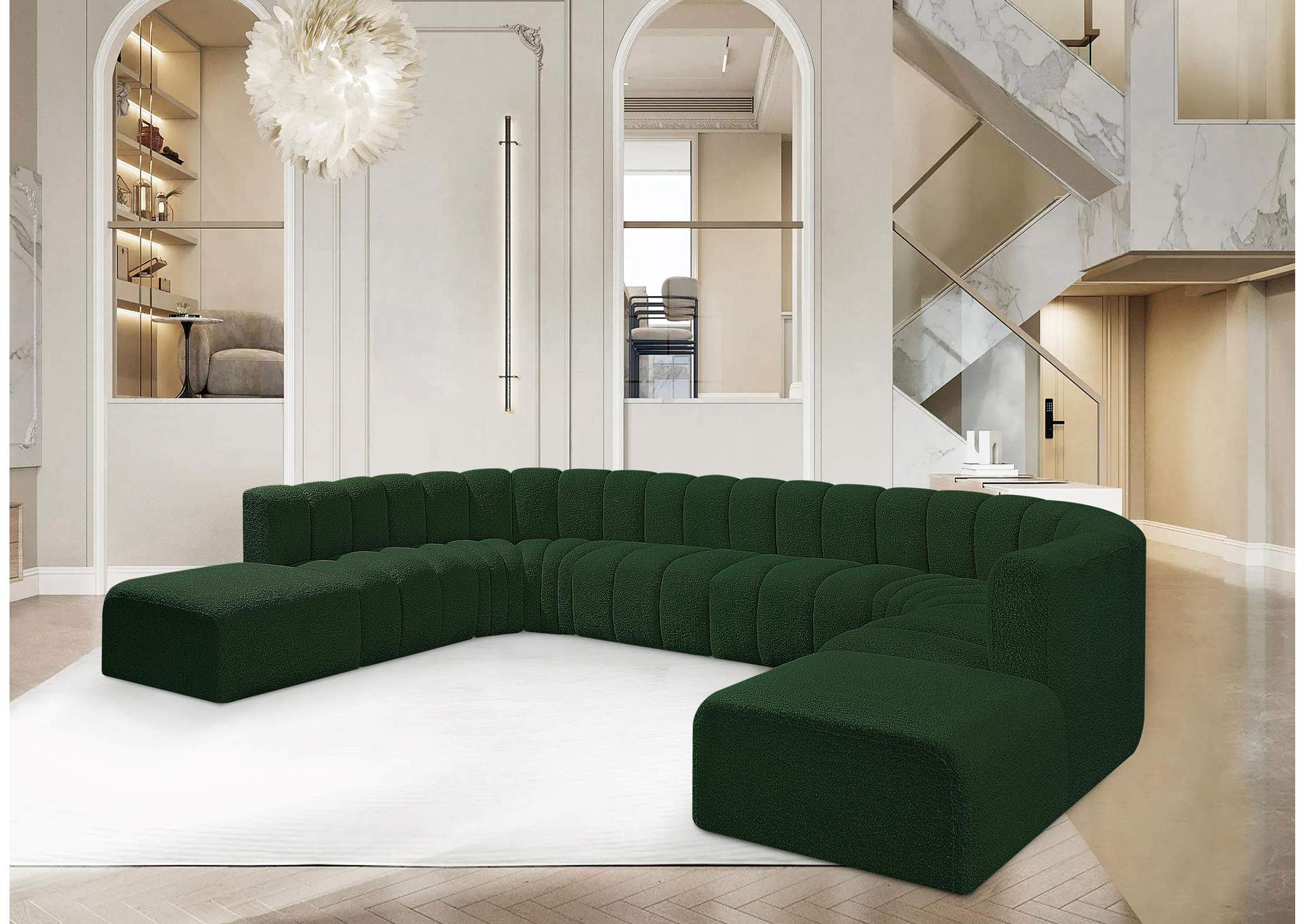 Arc Green Boucle Fabric Modular Sofa,Meridian Furniture