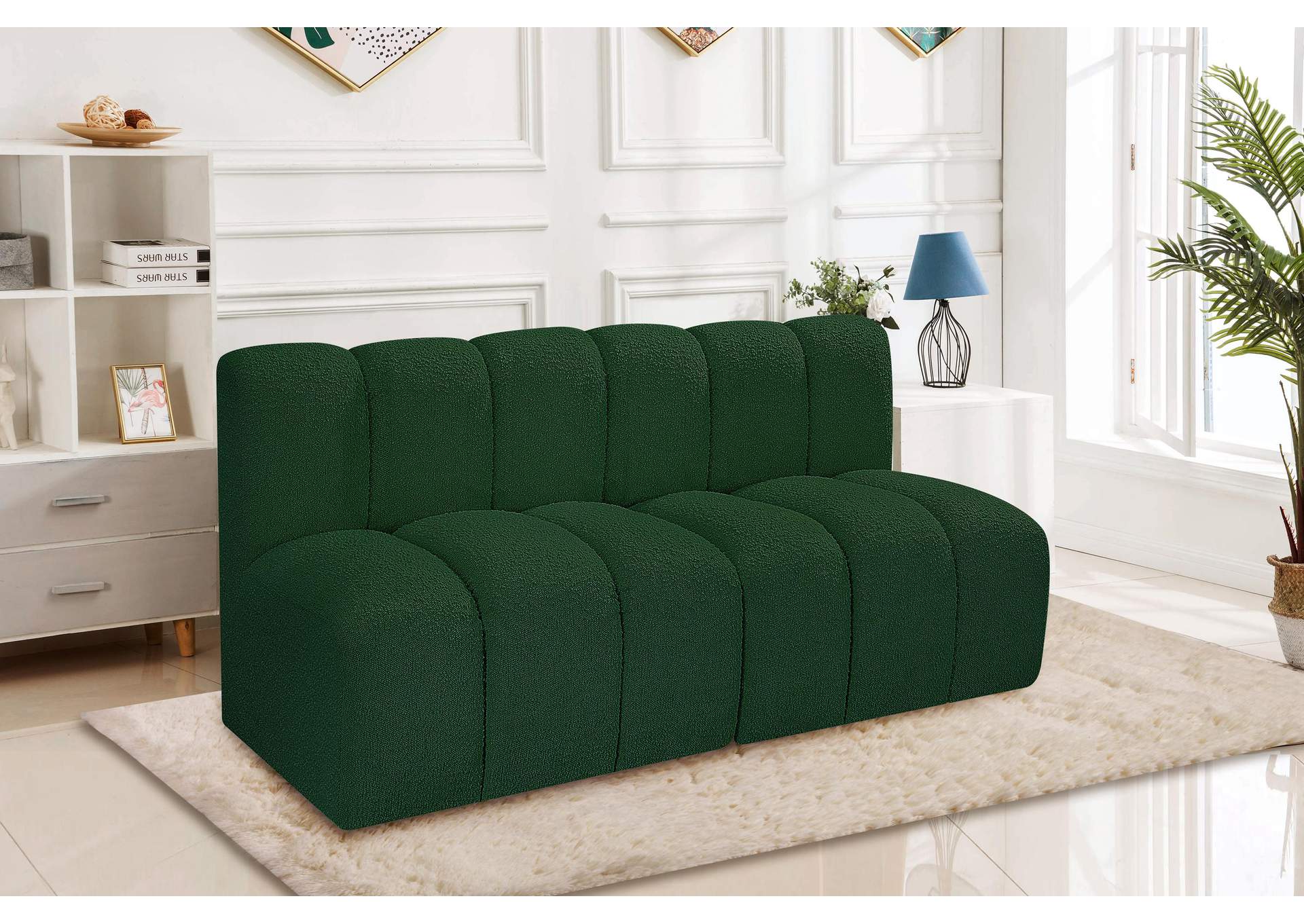 Arc Green Boucle Fabric Modular Sofa,Meridian Furniture