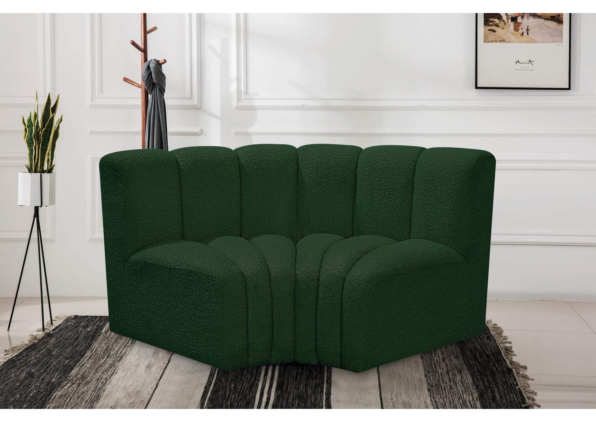 Arc Green Boucle Fabric Modular Sofa,Meridian Furniture