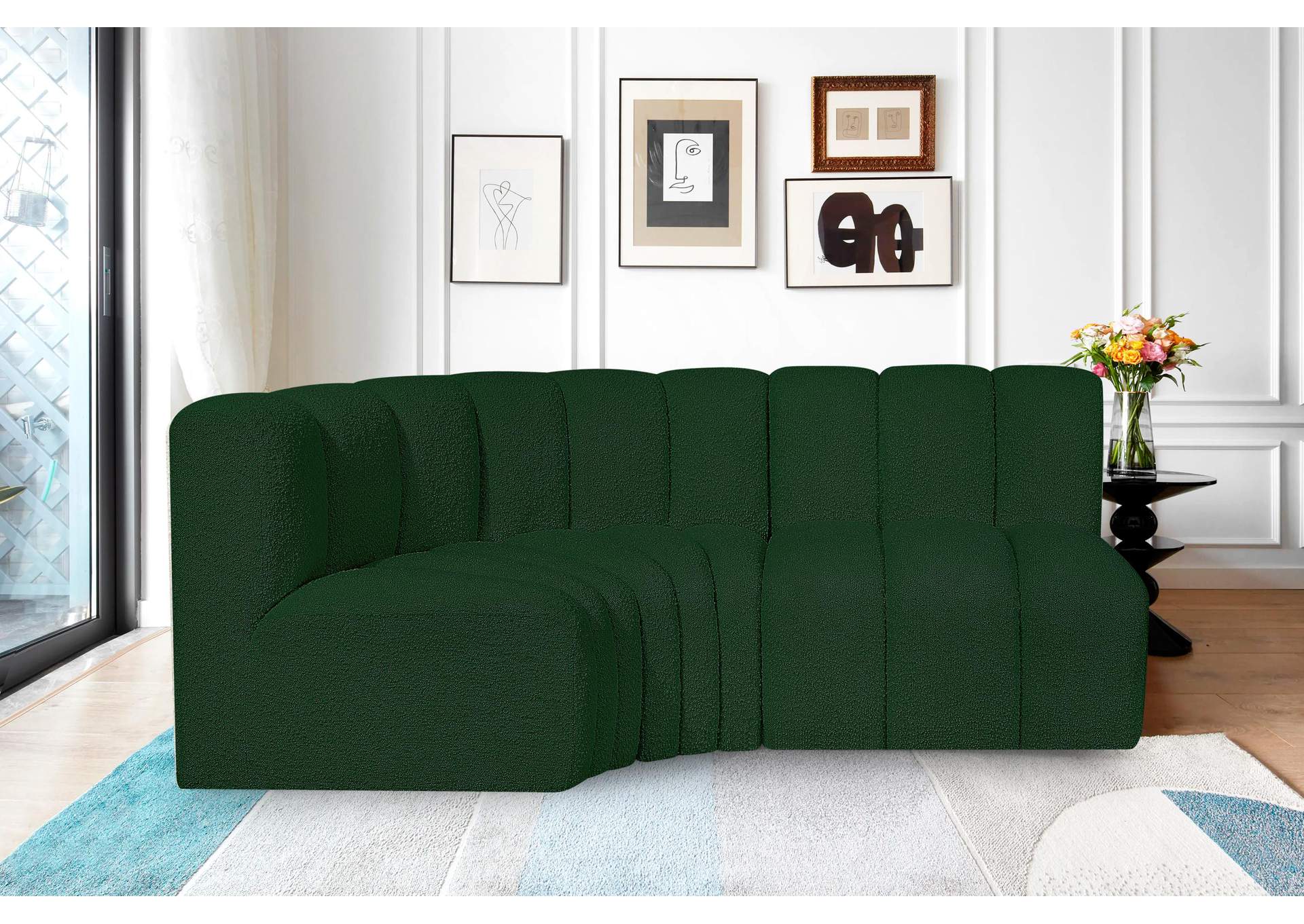 Arc Green Boucle Fabric Modular Sofa,Meridian Furniture