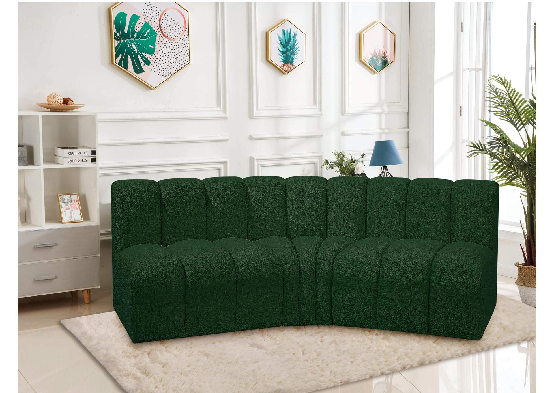 Arc Green Boucle Fabric Modular Sofa,Meridian Furniture