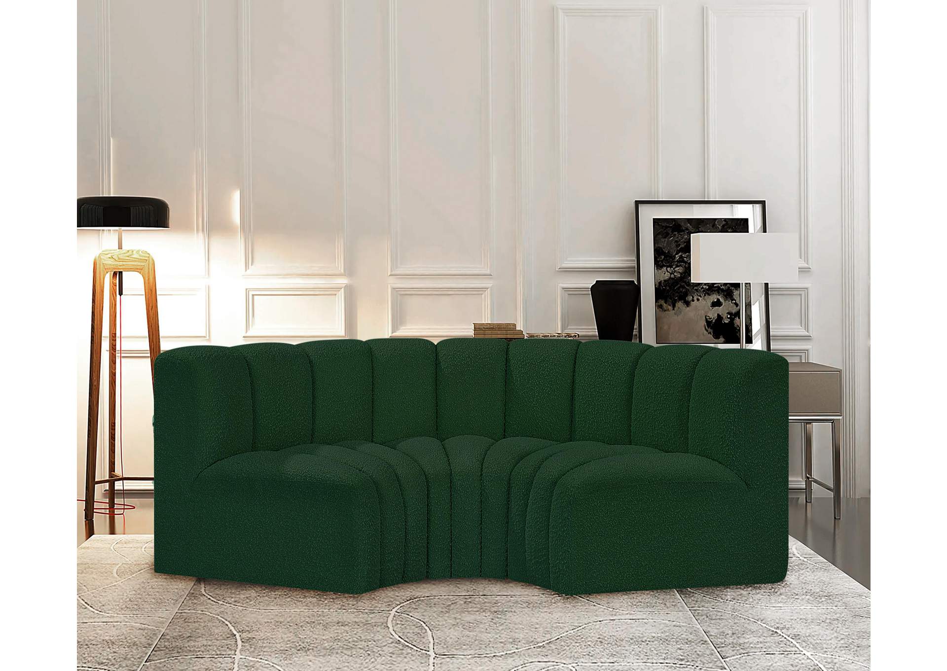 Arc Green Boucle Fabric Modular Sofa,Meridian Furniture