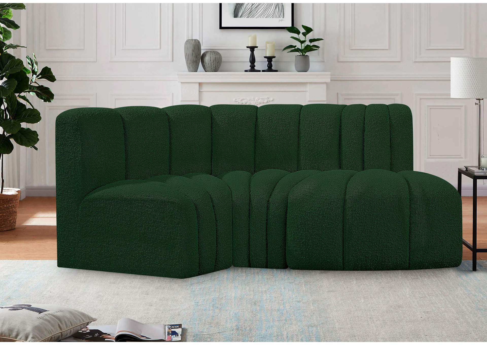 Arc Green Boucle Fabric Modular Sofa,Meridian Furniture