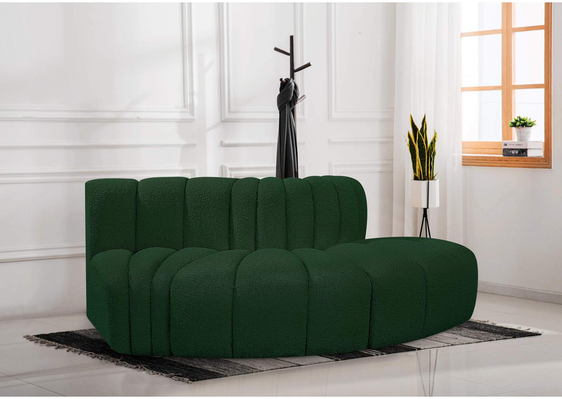 Arc Green Boucle Fabric Modular Sofa,Meridian Furniture