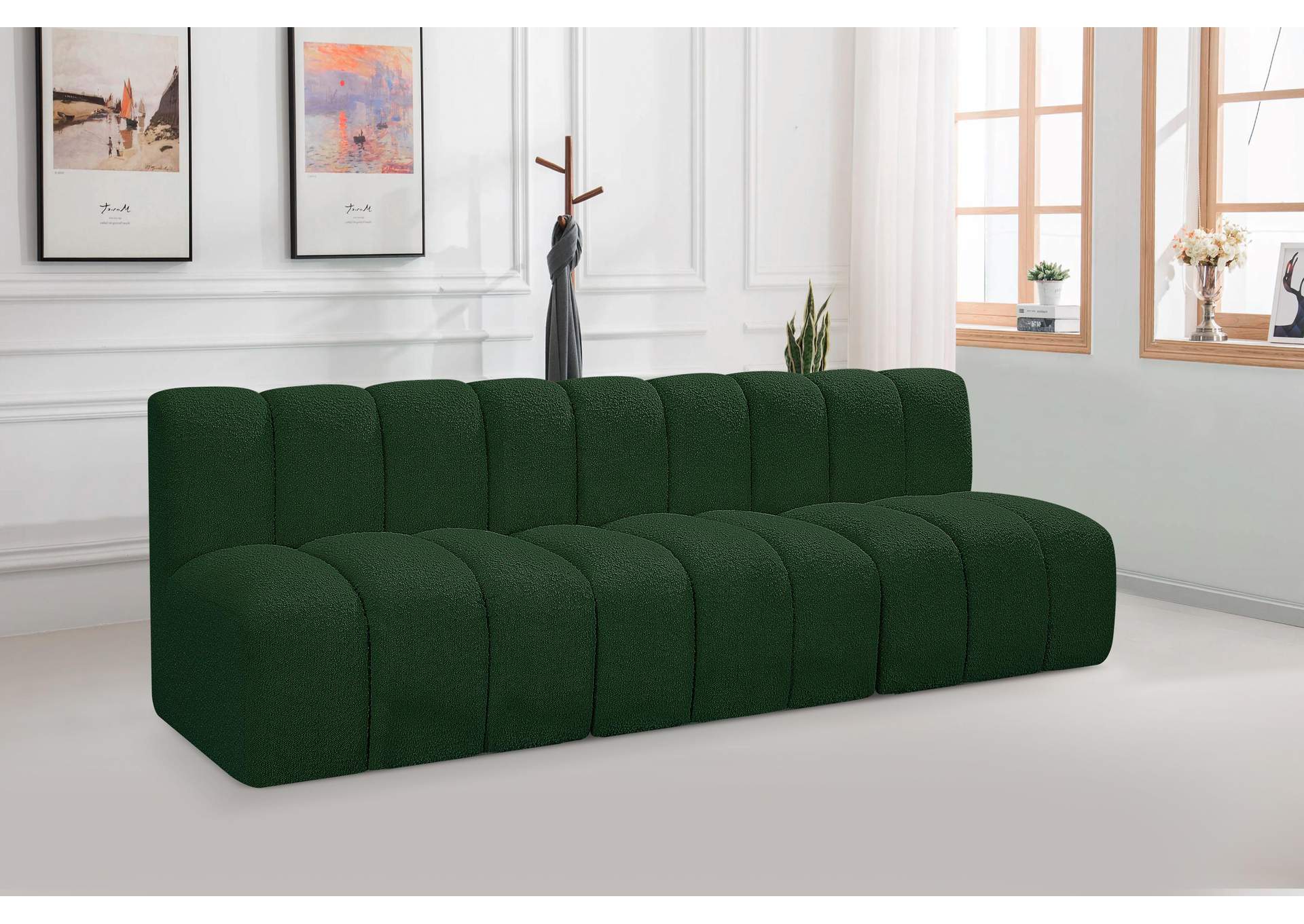 Arc Green Boucle Fabric Modular Sofa,Meridian Furniture