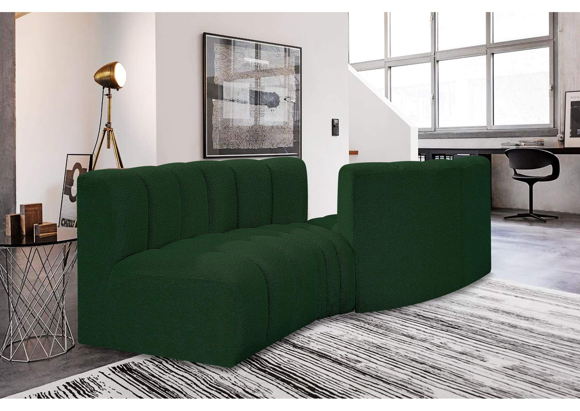 Arc Green Boucle Fabric Modular Sofa,Meridian Furniture