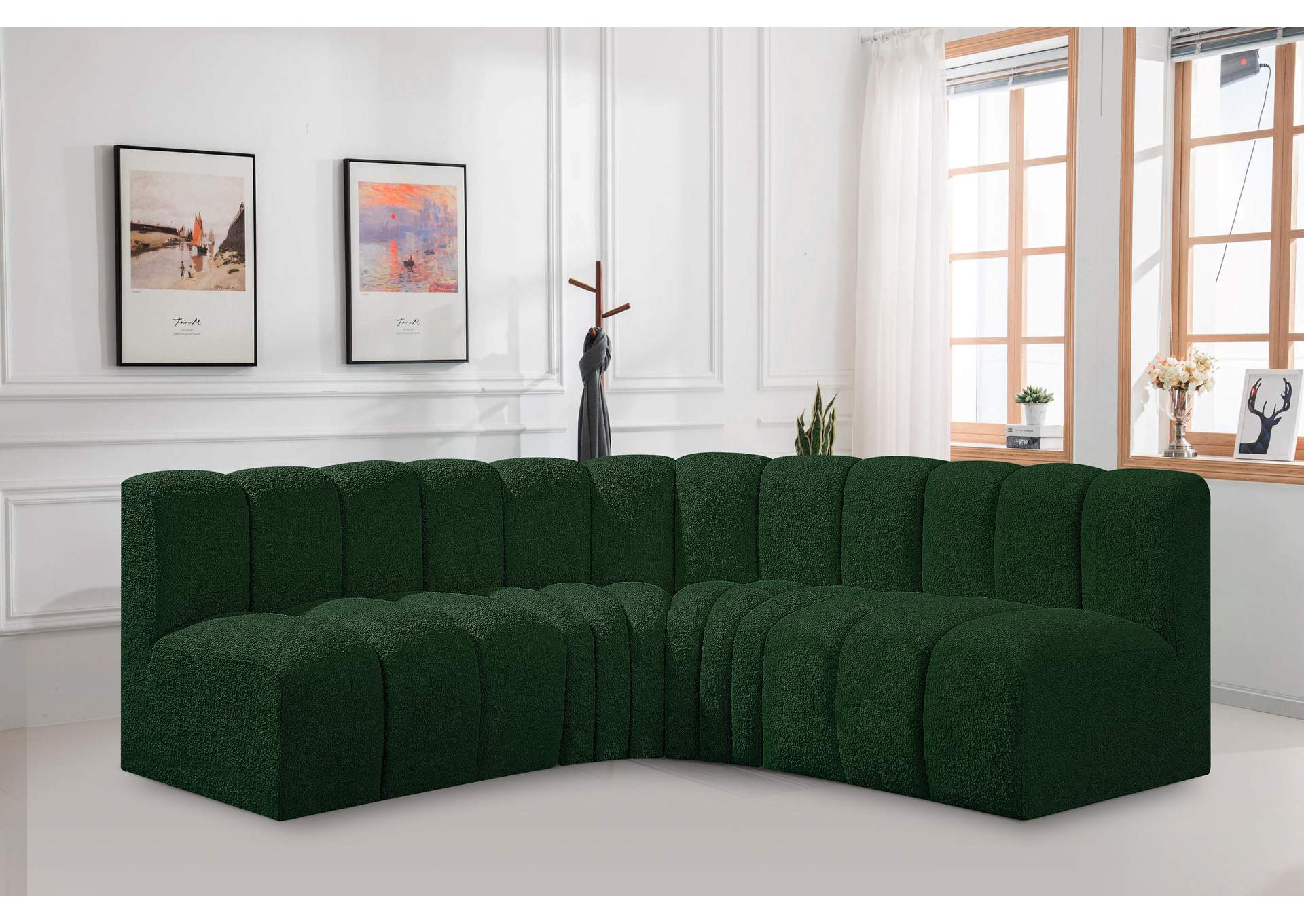 Arc Green Boucle Fabric Modular Sofa,Meridian Furniture