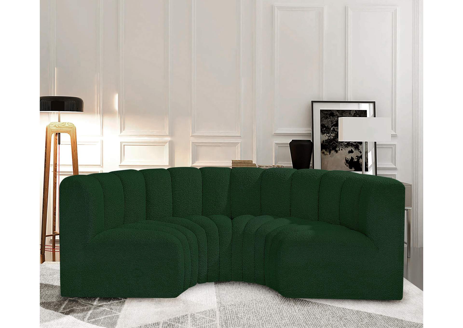 Arc Green Boucle Fabric Modular Sofa,Meridian Furniture