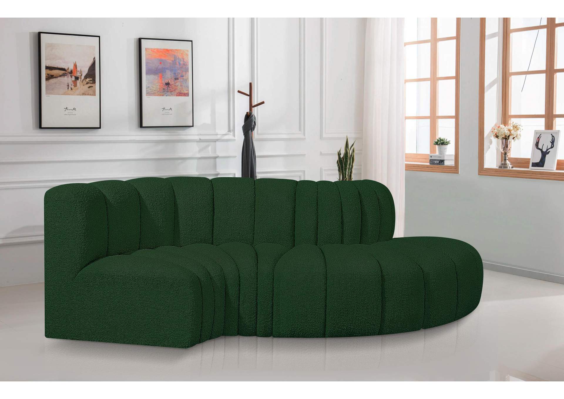 Arc Green Boucle Fabric Modular Sofa,Meridian Furniture