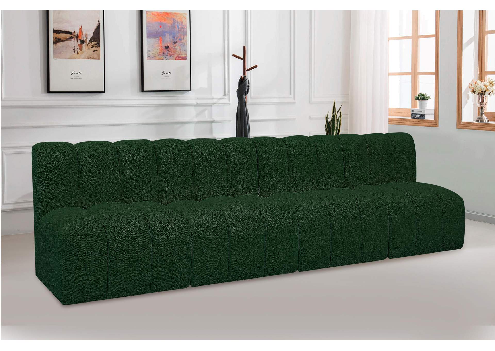 Arc Green Boucle Fabric Modular Sofa,Meridian Furniture