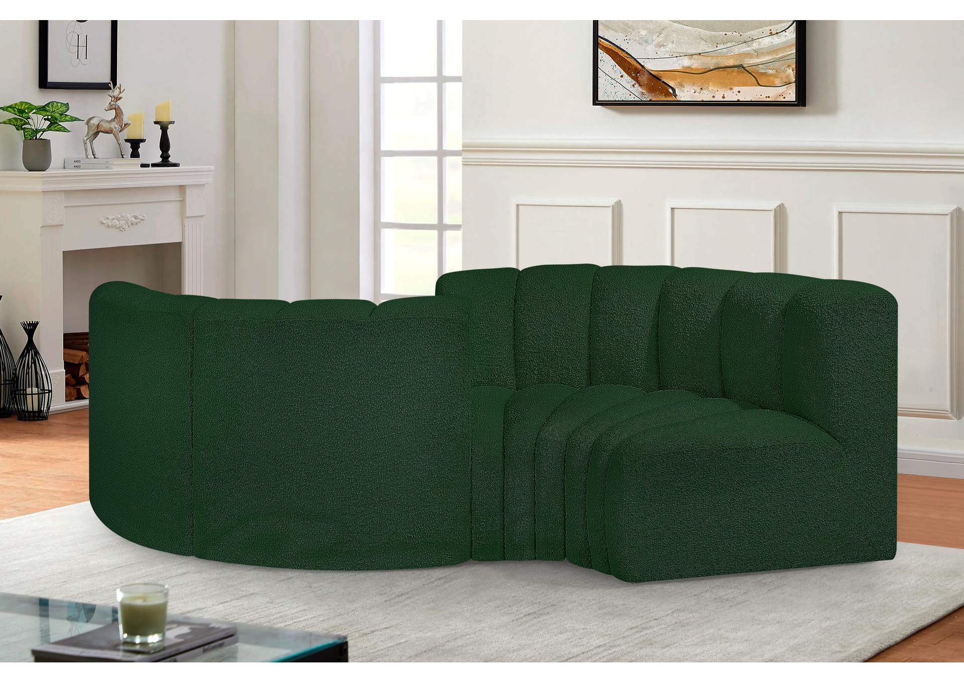 Arc Green Boucle Fabric Modular Sofa,Meridian Furniture