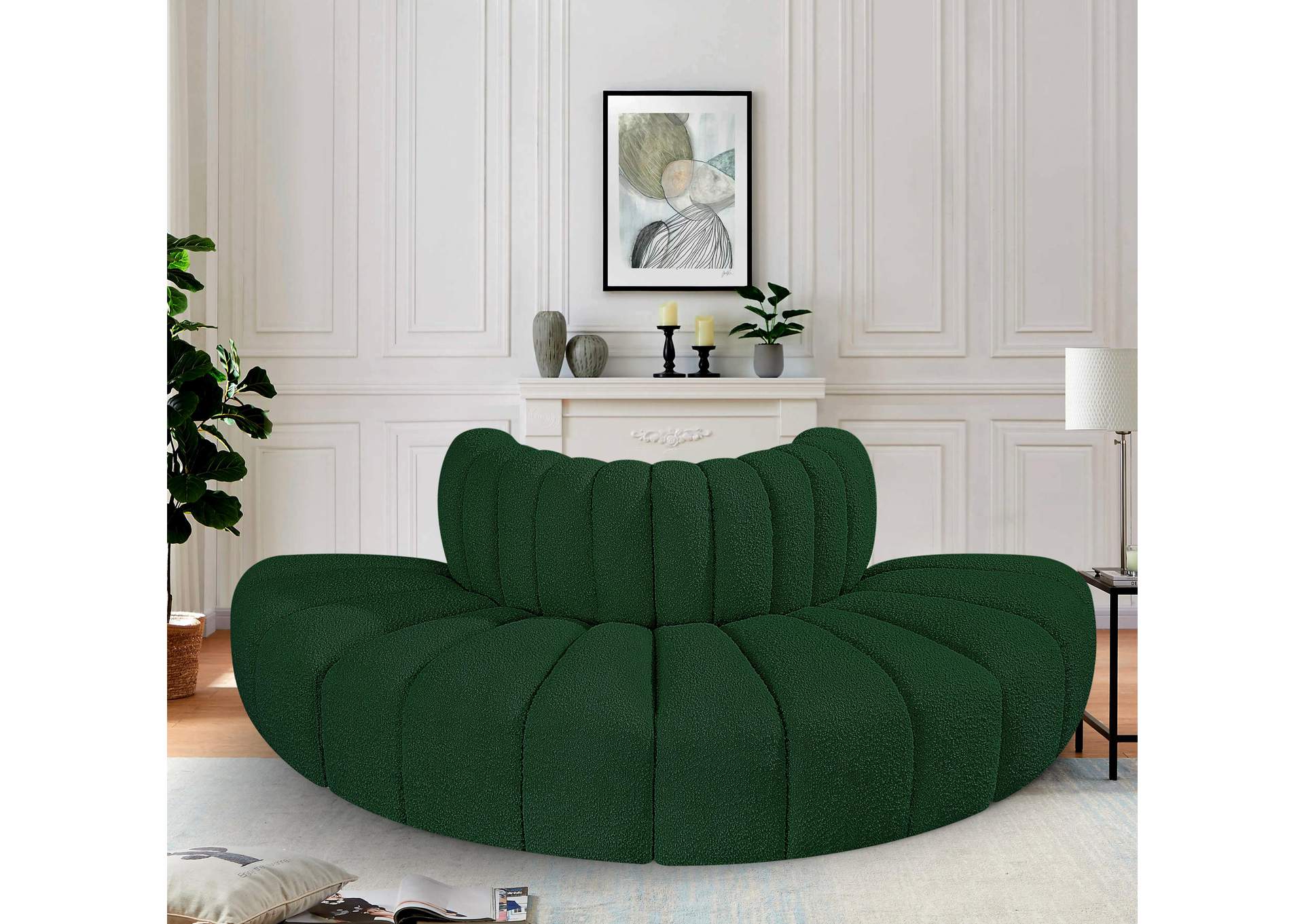 Arc Green Boucle Fabric Modular Sofa,Meridian Furniture