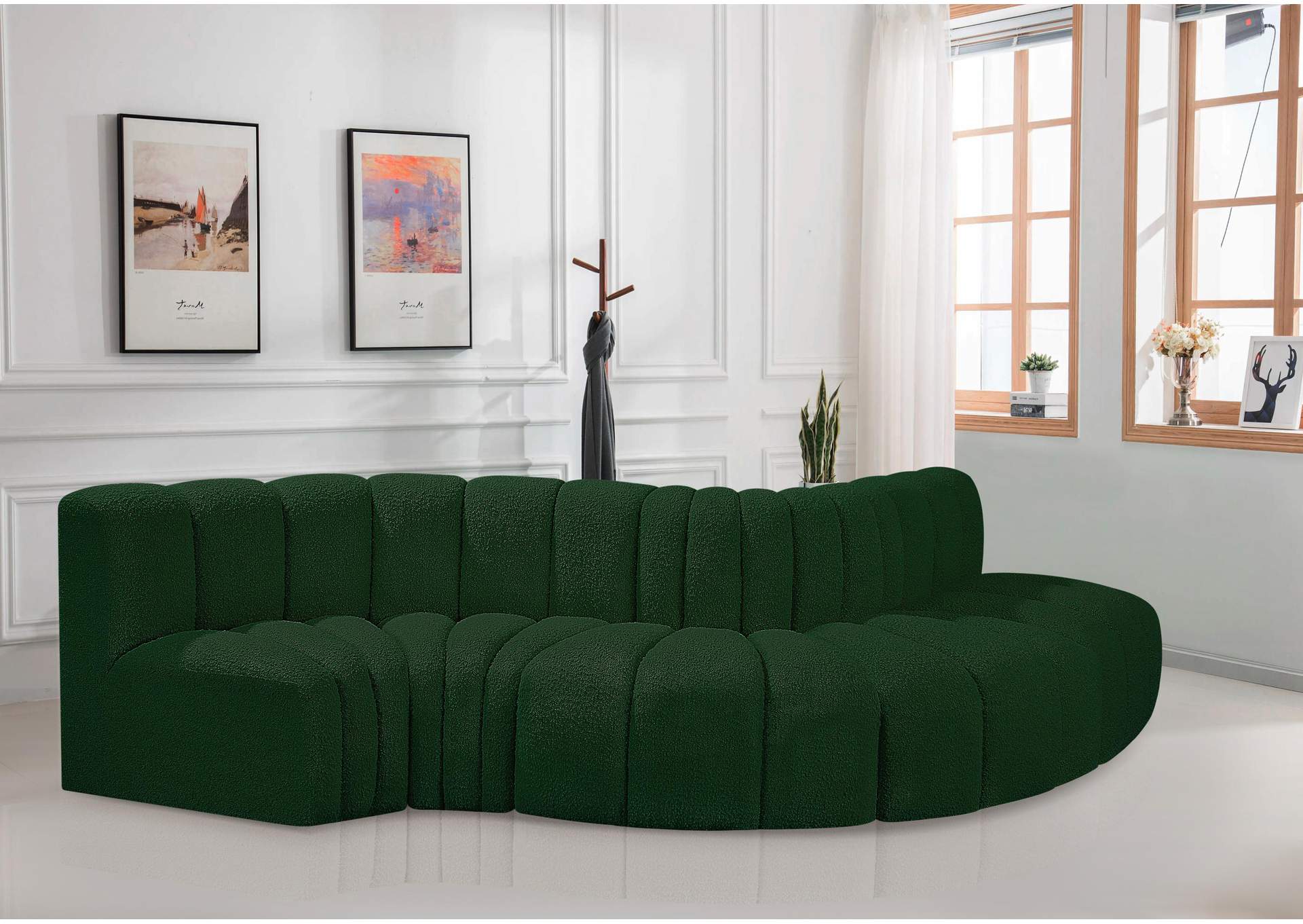 Arc Green Boucle Fabric Modular Sofa,Meridian Furniture