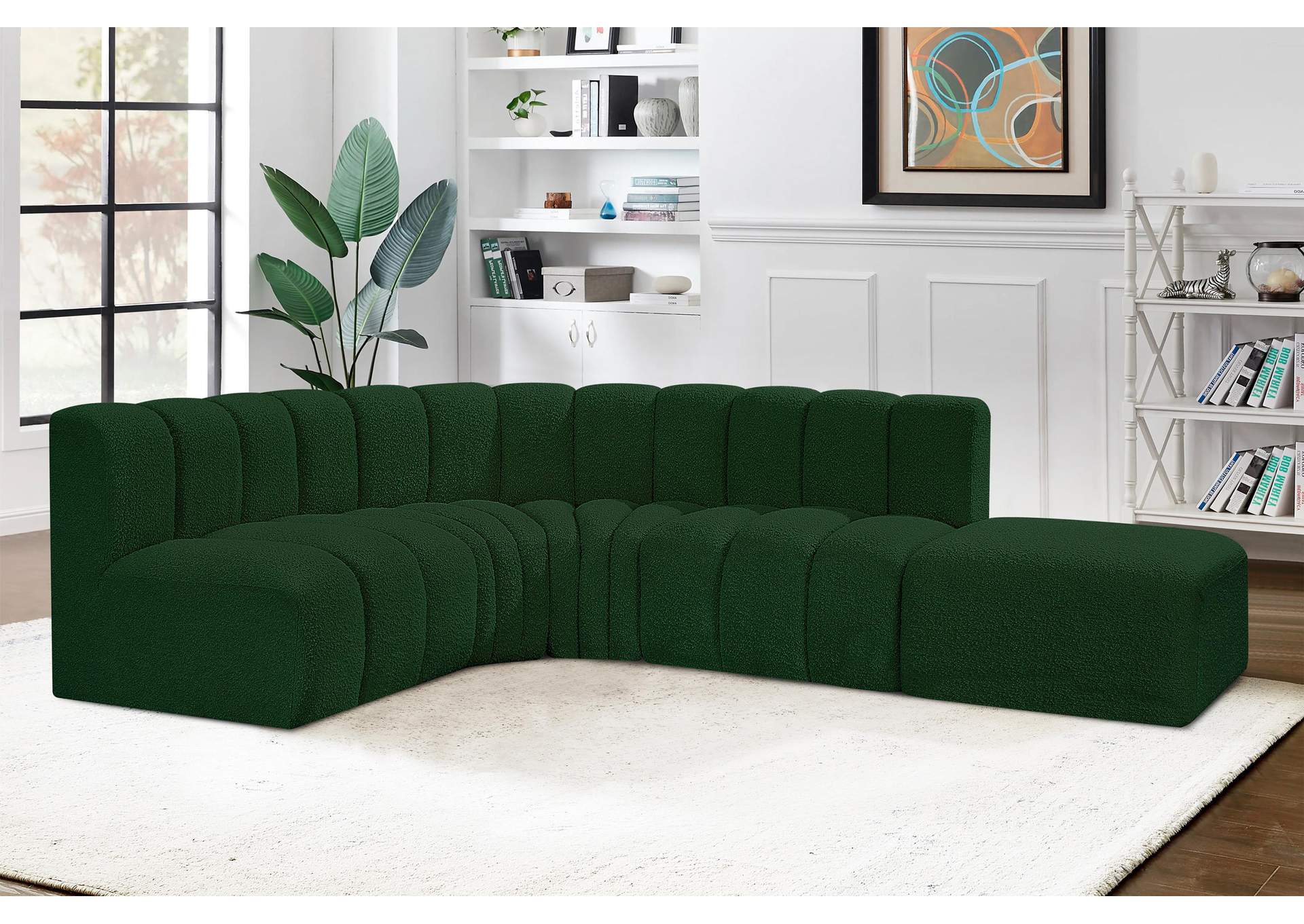 Arc Green Boucle Fabric Modular Sofa,Meridian Furniture