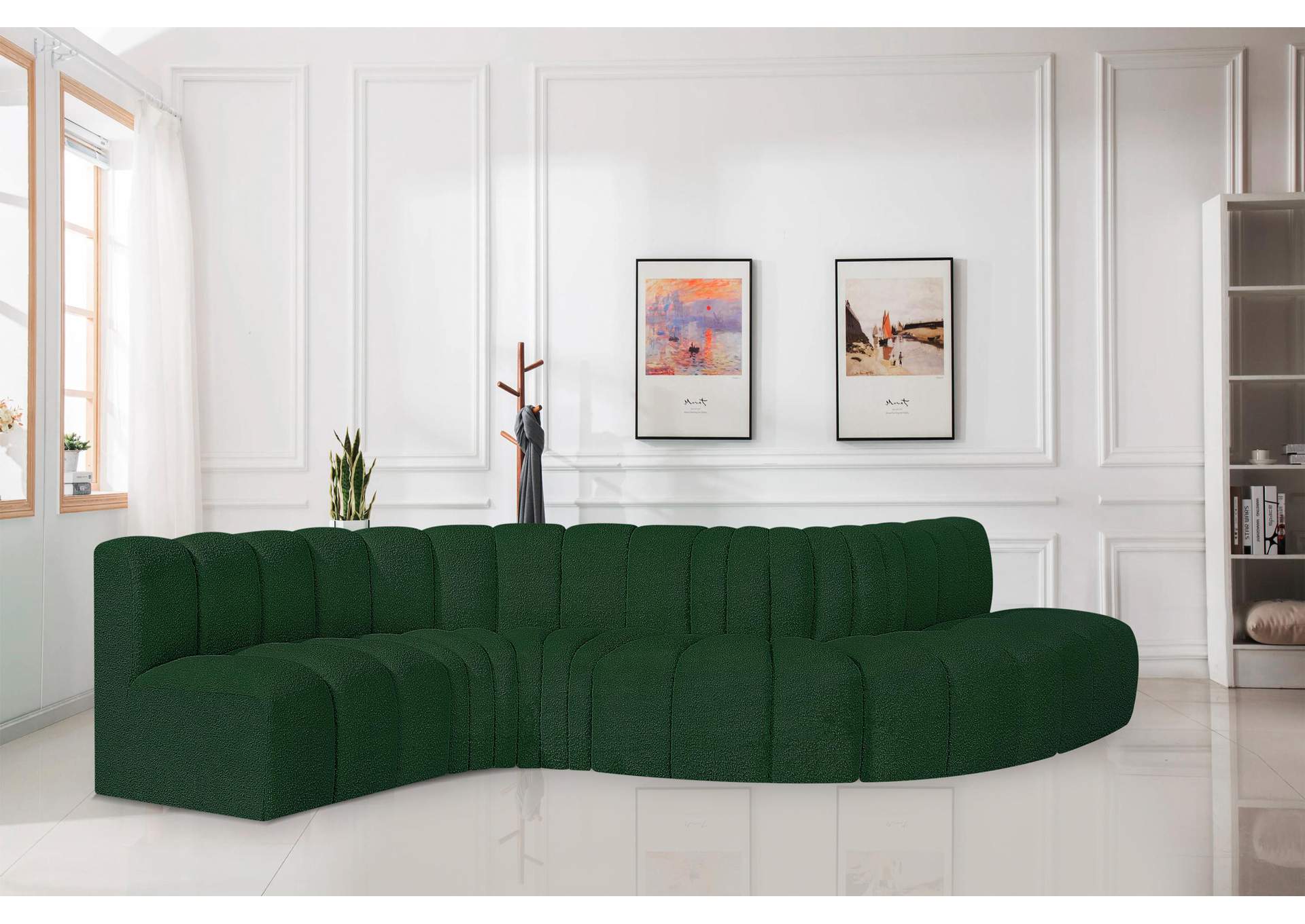 Arc Green Boucle Fabric Modular Sofa,Meridian Furniture