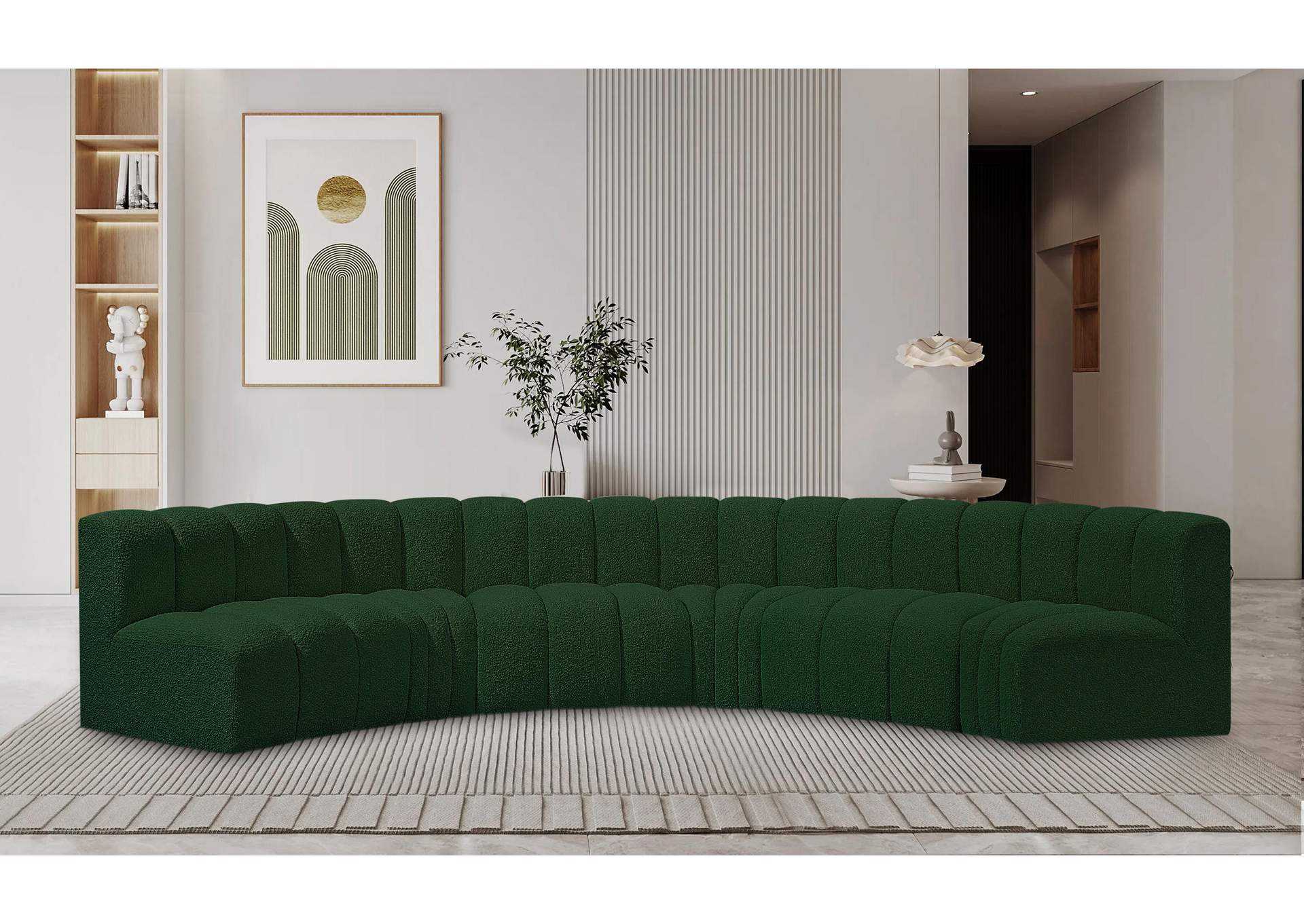 Arc Green Boucle Fabric Modular Sofa,Meridian Furniture