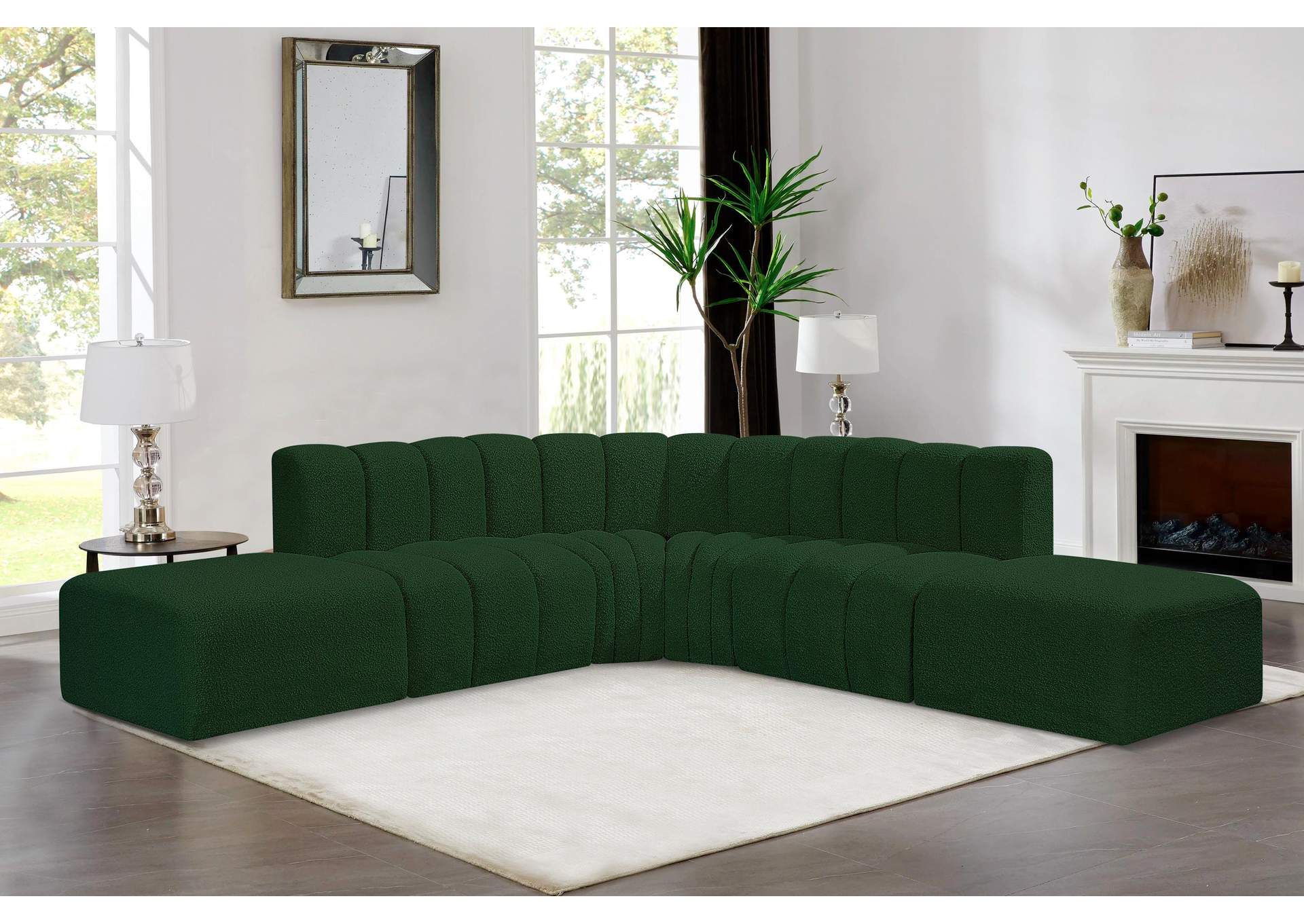 Arc Green Boucle Fabric Modular Sofa,Meridian Furniture