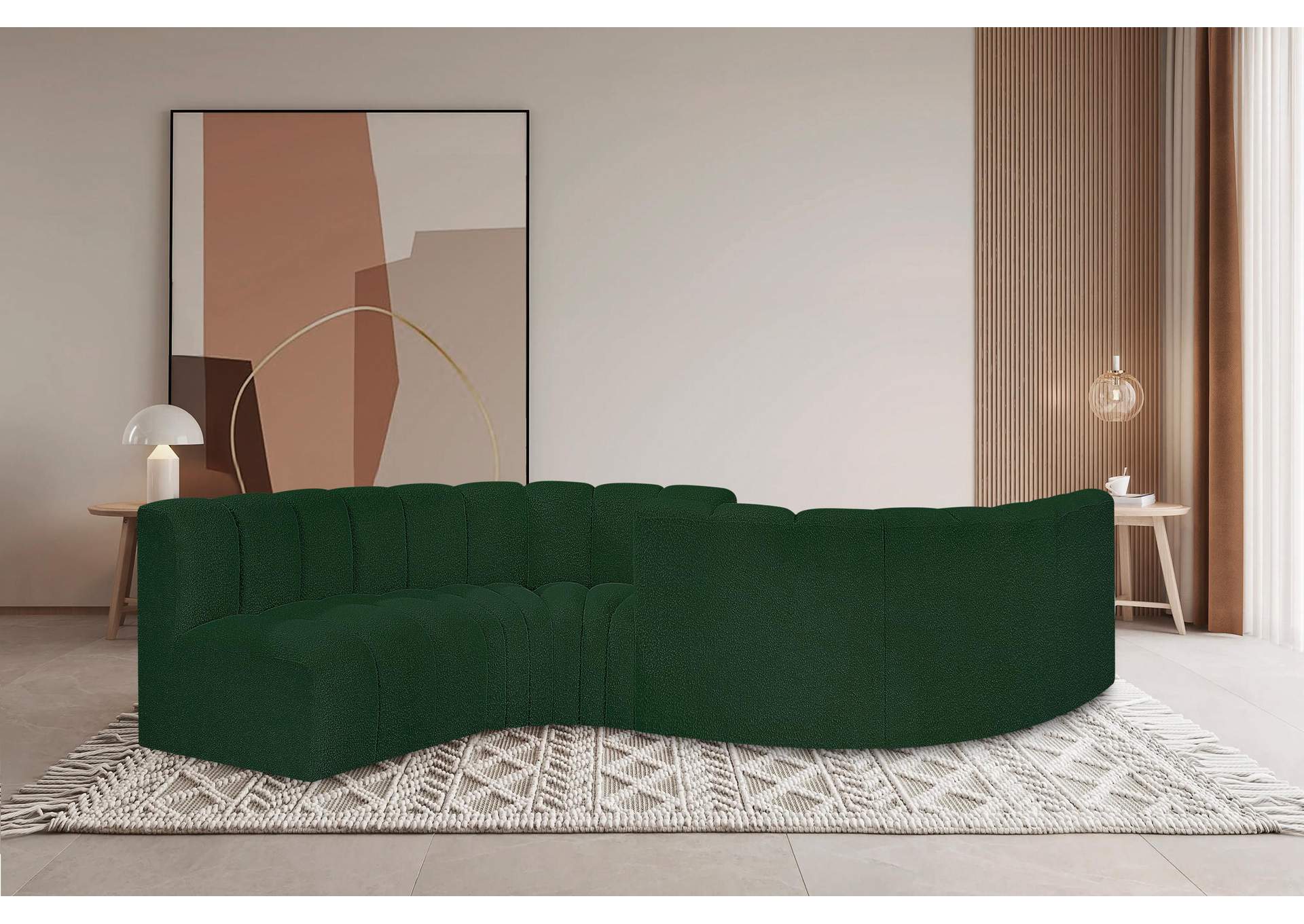 Arc Green Boucle Fabric Modular Sofa,Meridian Furniture