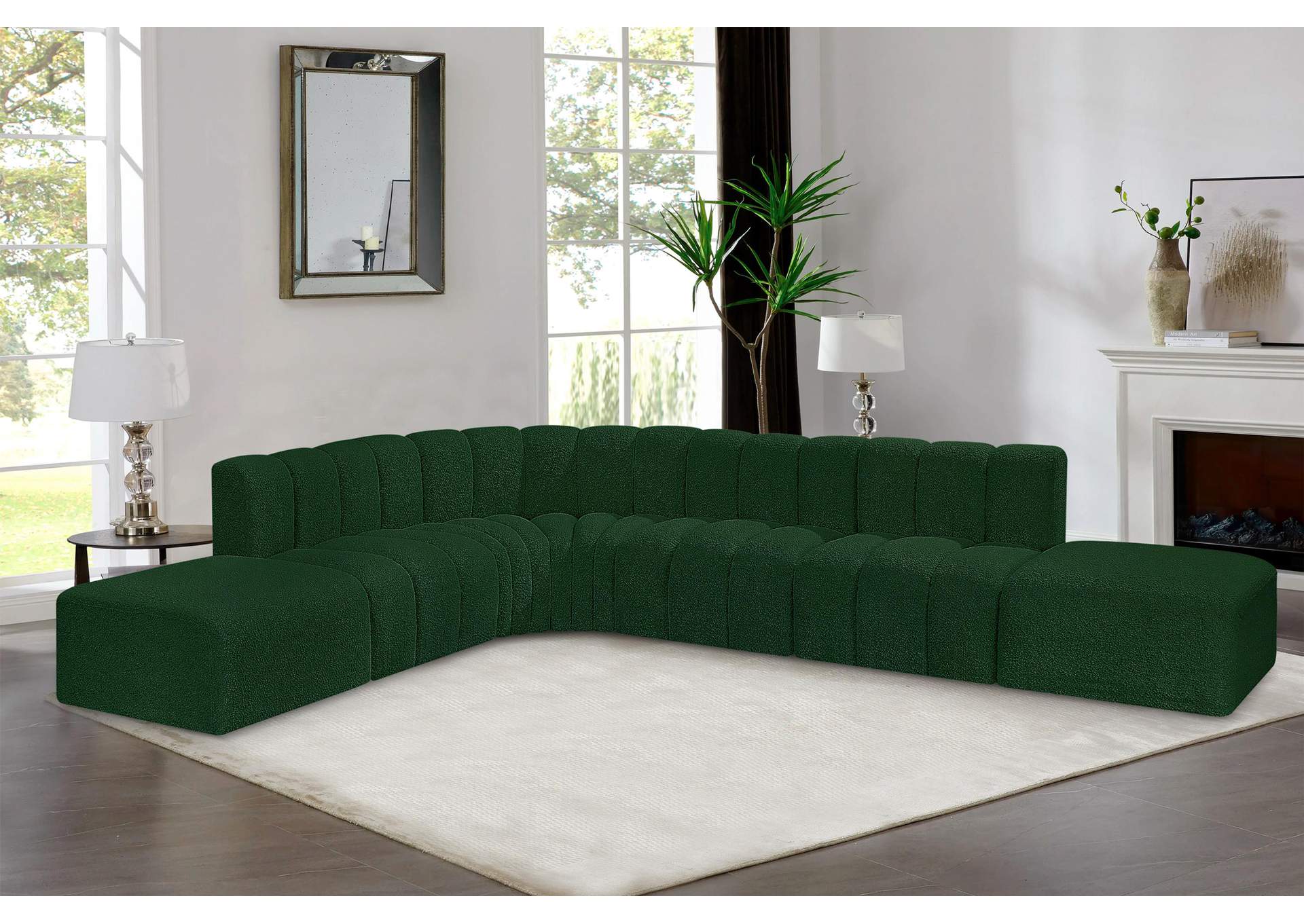 Arc Green Boucle Fabric Modular Sofa,Meridian Furniture