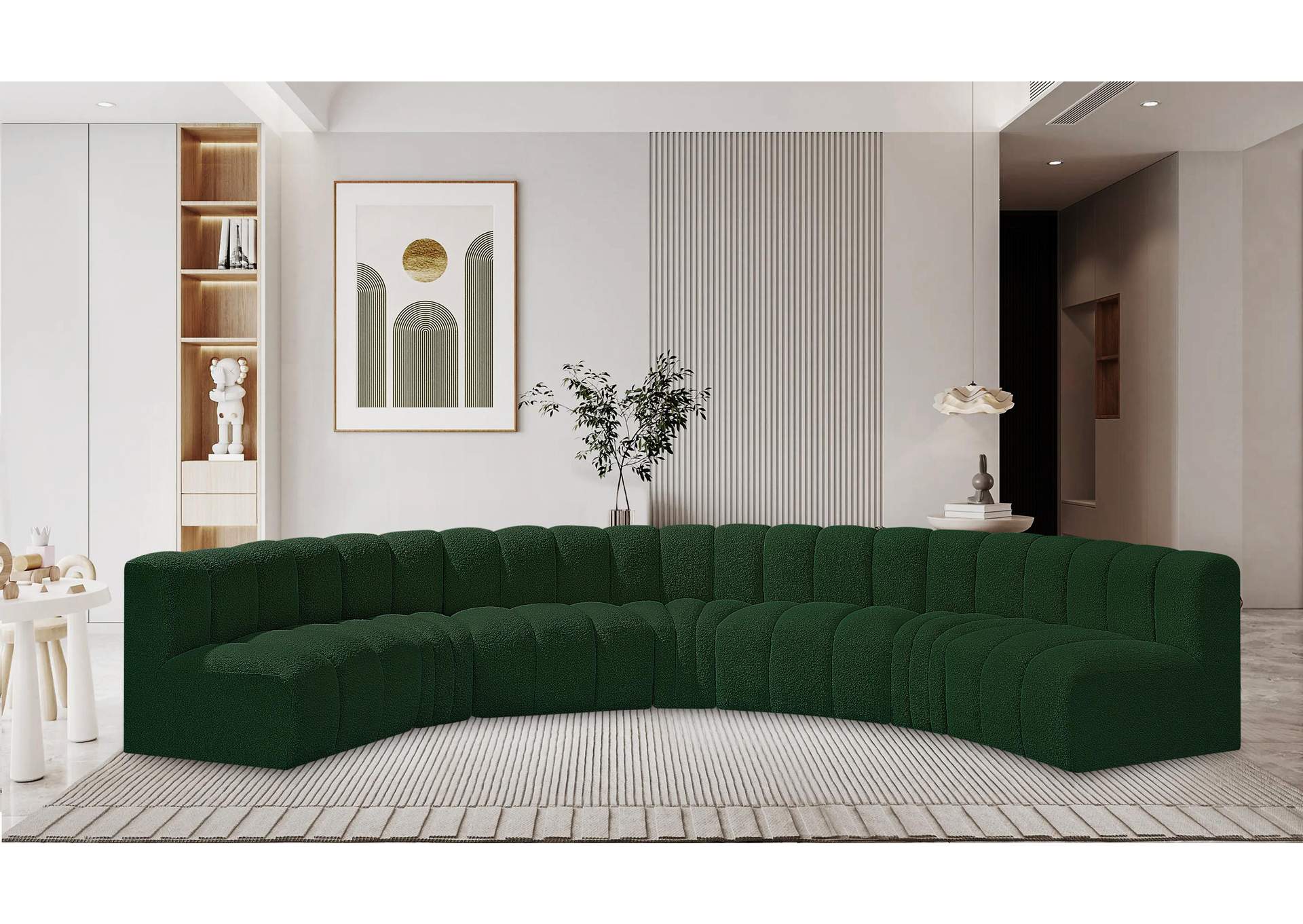 Arc Green Boucle Fabric Modular Sofa,Meridian Furniture