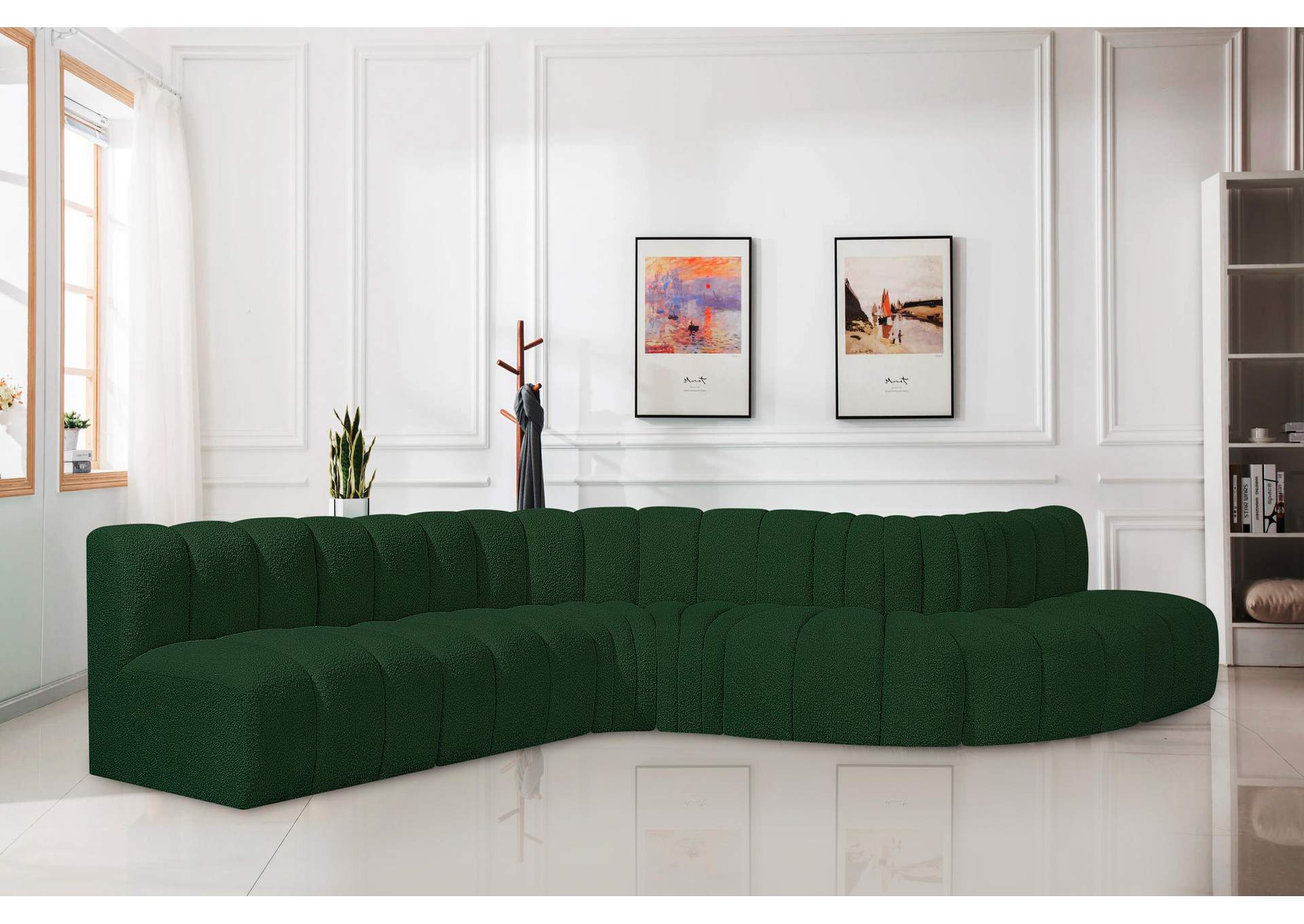 Arc Green Boucle Fabric Modular Sofa,Meridian Furniture