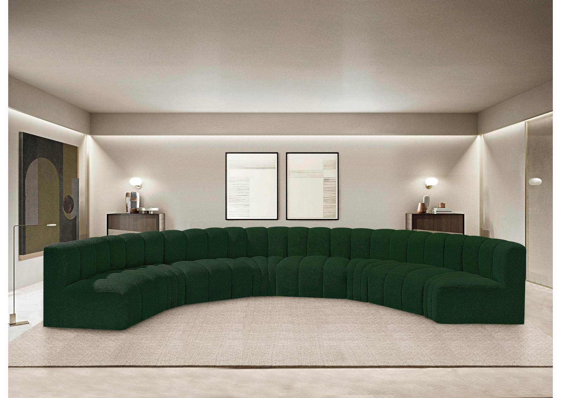 Arc Green Boucle Fabric Modular Sofa,Meridian Furniture