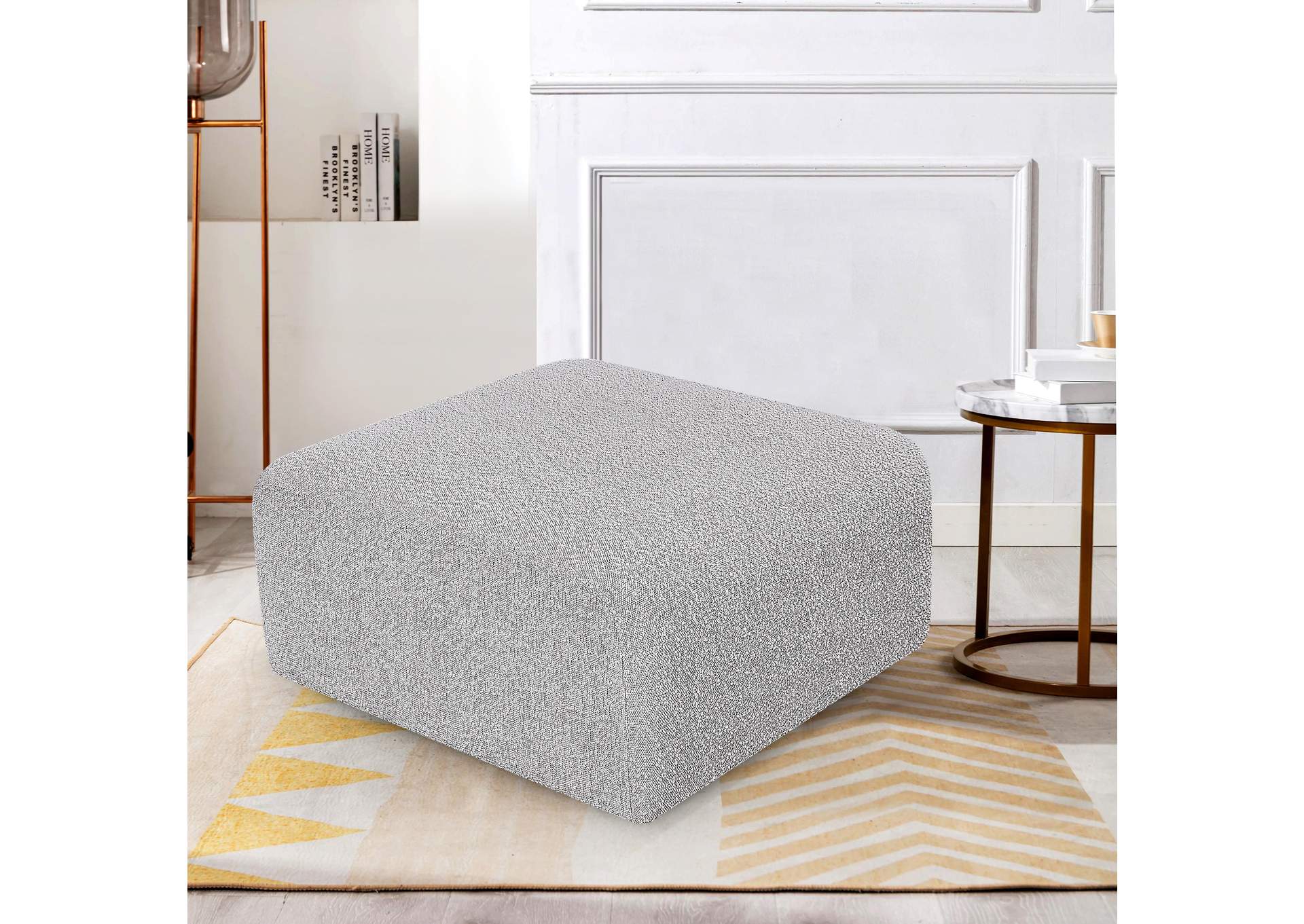 Arc Grey Boucle Fabric Ottoman,Meridian Furniture