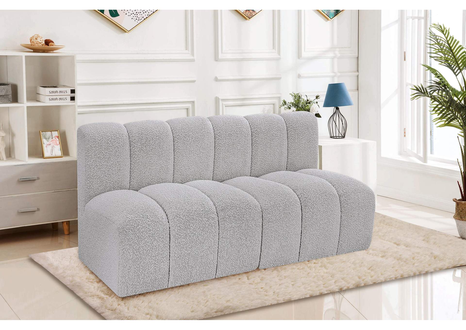 Arc Grey Boucle Fabric Modular Sofa,Meridian Furniture