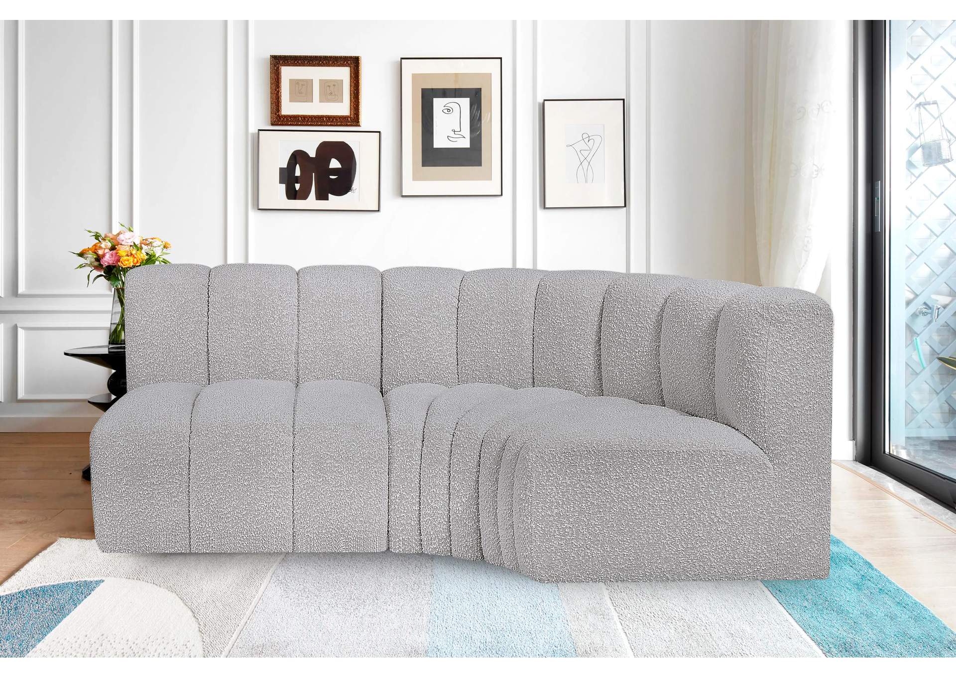 Arc Grey Boucle Fabric Modular Sofa,Meridian Furniture