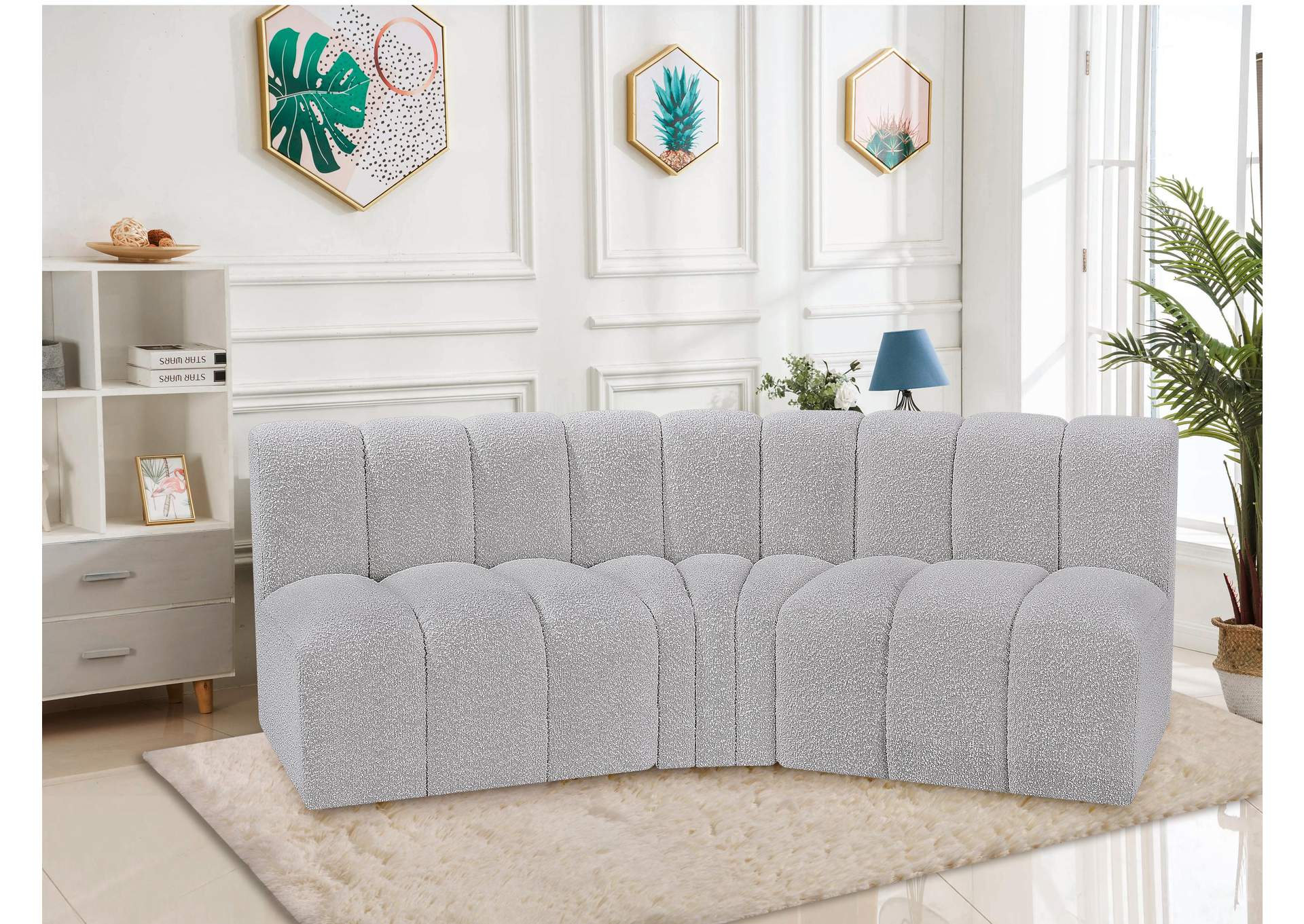 Arc Grey Boucle Fabric Modular Sofa,Meridian Furniture