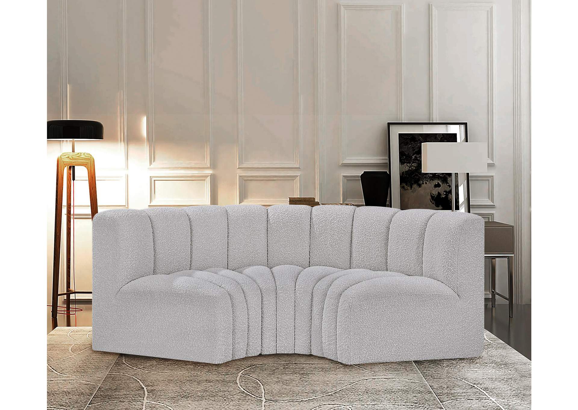 Arc Grey Boucle Fabric Modular Sofa,Meridian Furniture