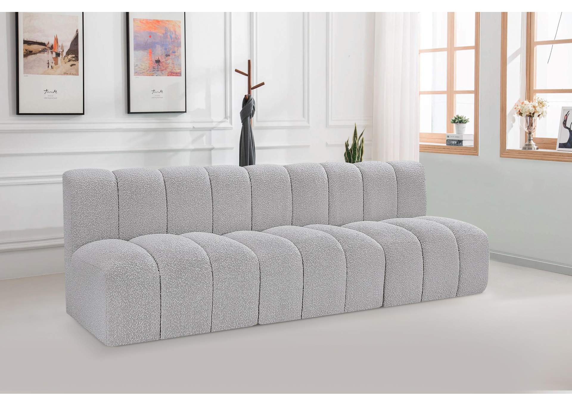 Arc Grey Boucle Fabric Modular Sofa,Meridian Furniture