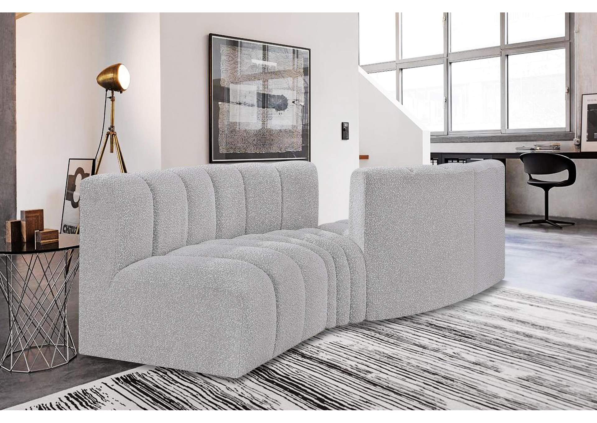 Arc Grey Boucle Fabric Modular Sofa,Meridian Furniture