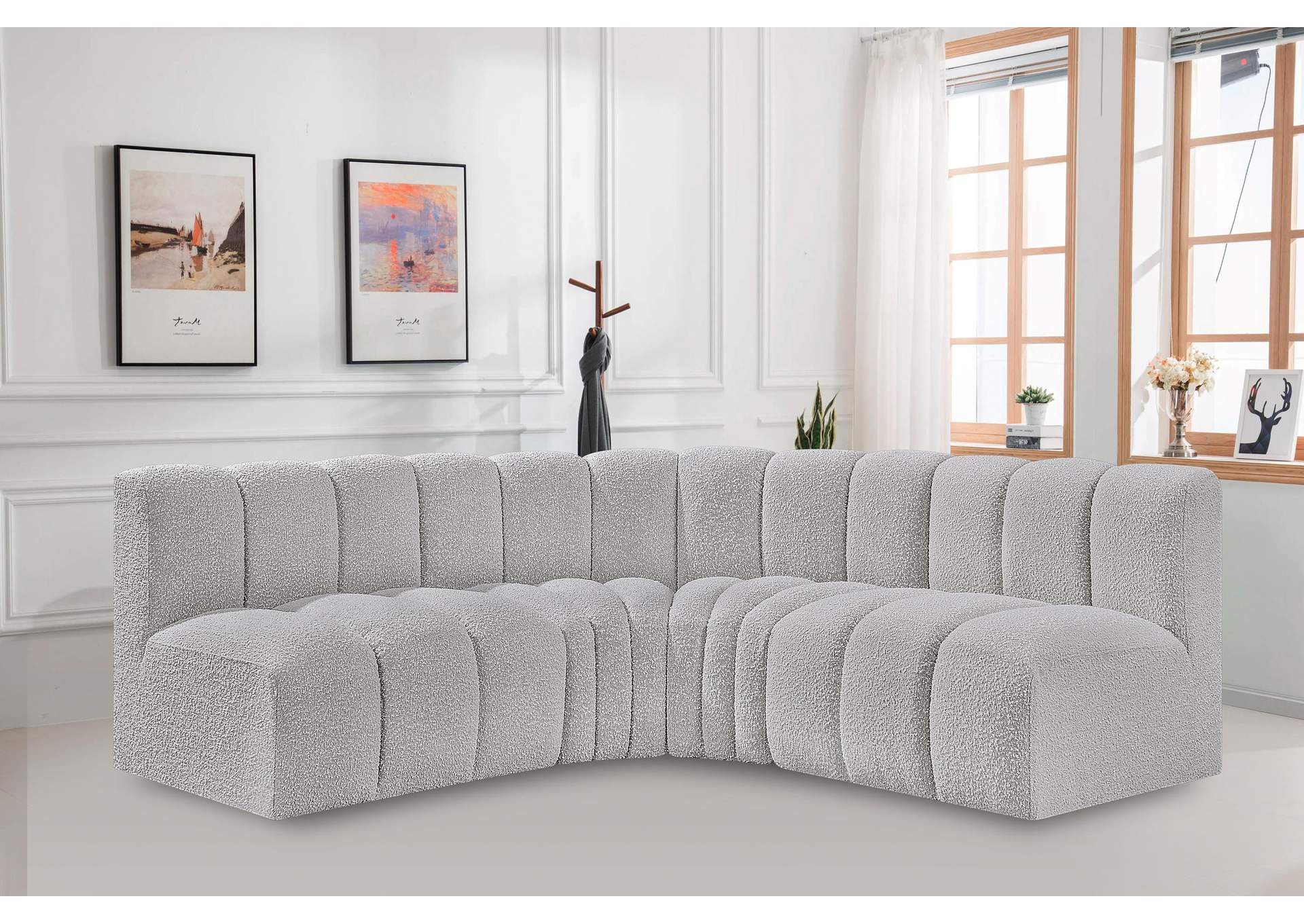 Arc Grey Boucle Fabric Modular Sofa,Meridian Furniture