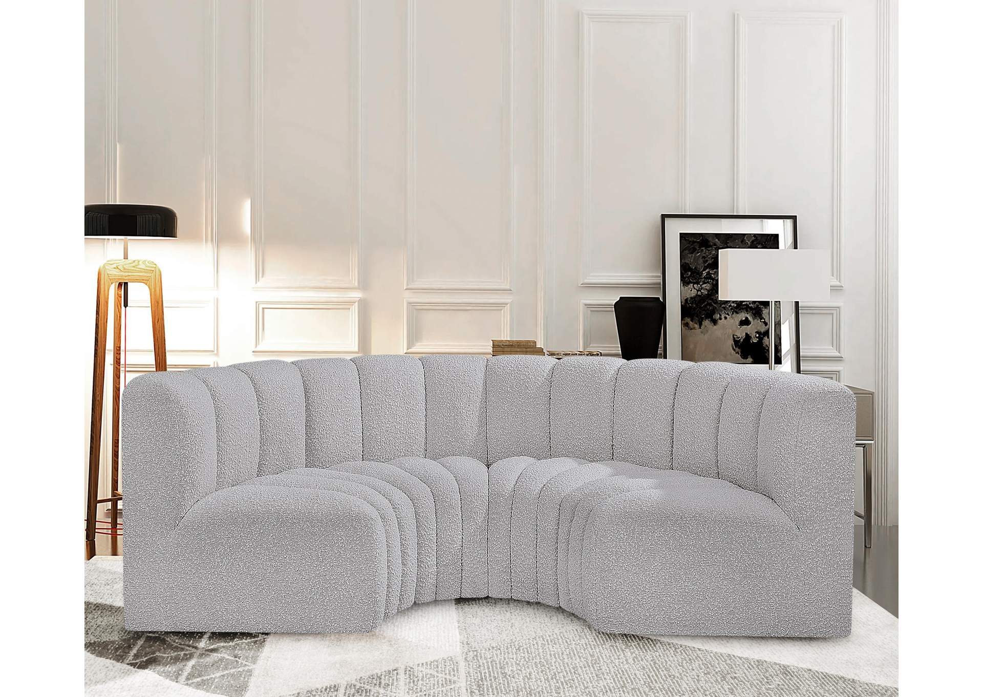 Arc Grey Boucle Fabric Modular Sofa,Meridian Furniture