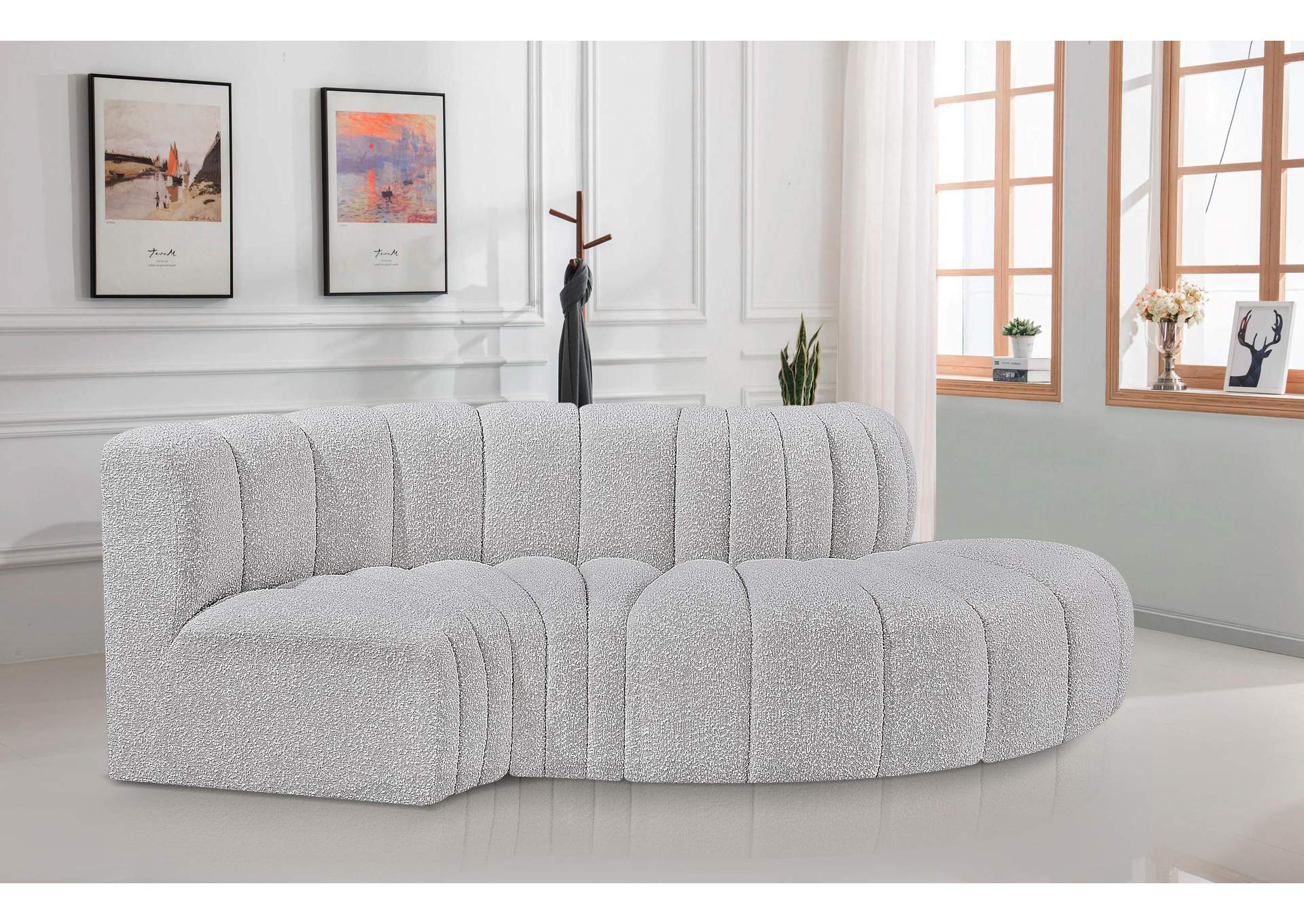 Arc Grey Boucle Fabric Modular Sofa,Meridian Furniture