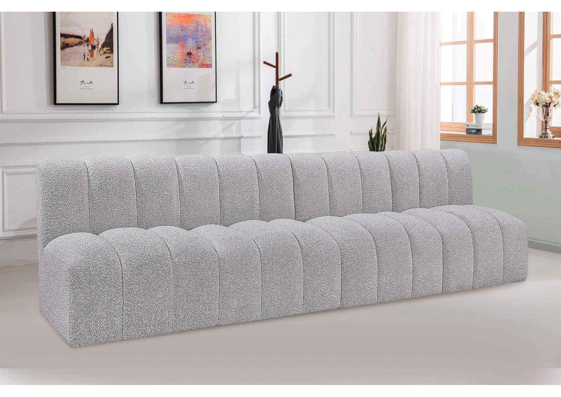 Arc Grey Boucle Fabric Modular Sofa,Meridian Furniture